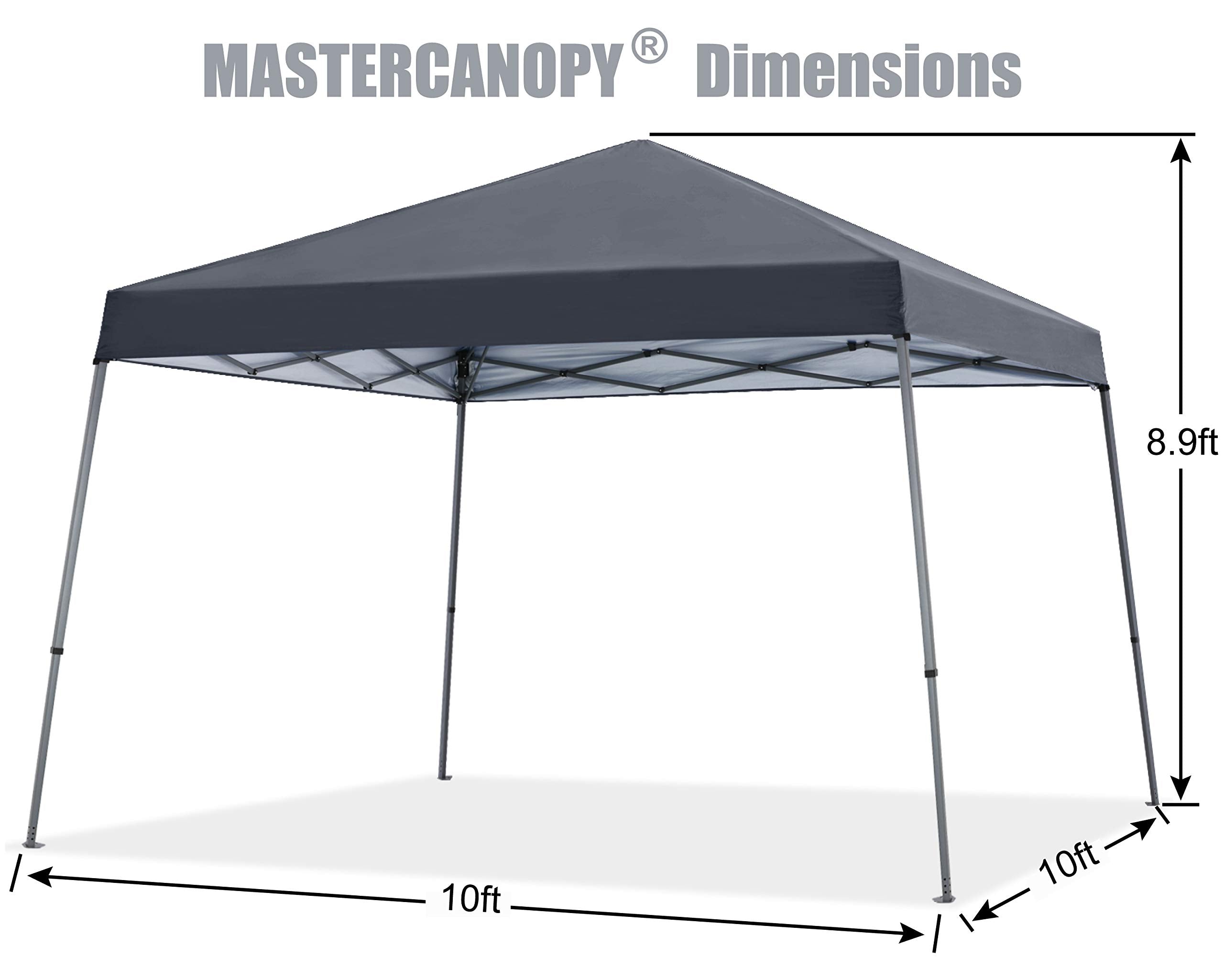MASTERCANOPY Portable Pop Up Canopy Tent with Large Base (10x10,Dark Gray)