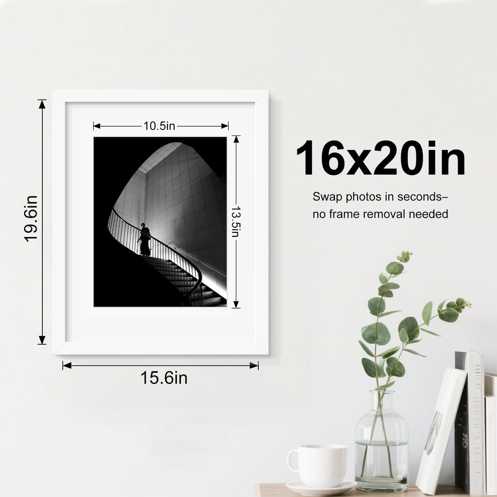 Picrit 24x34 Black Poster Frame 7 Pack, Display Pictures 20x30 Picture with Mat or 24 x 34 without Mat for Horizontal or Vertical Wall Mounting, Wall Gallery Photo Frames