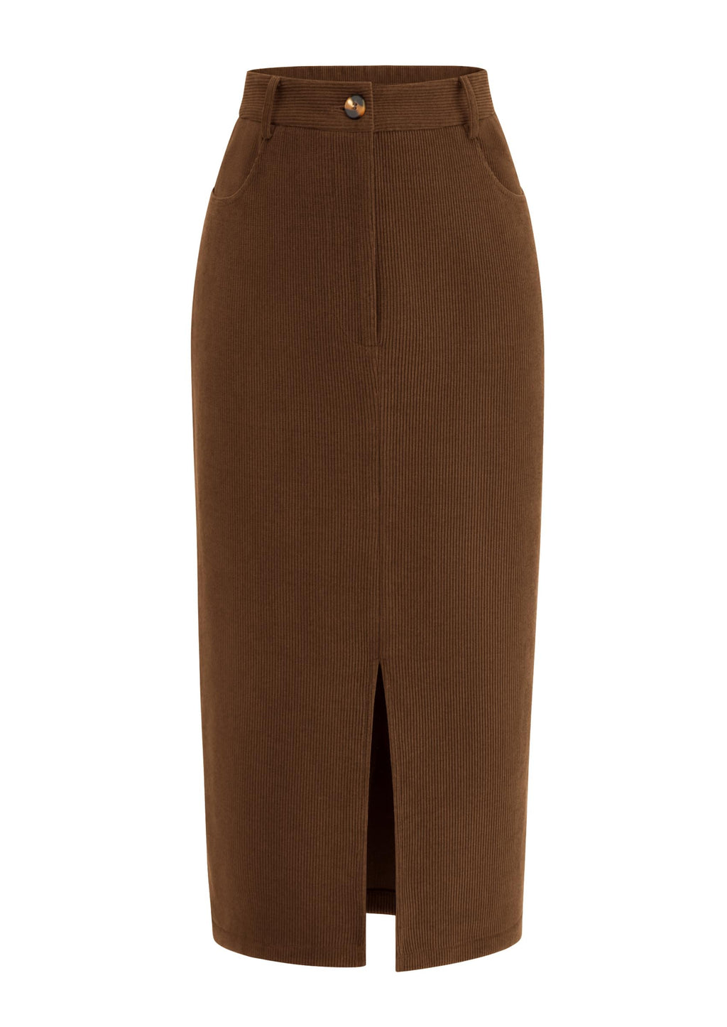 PRETTYGARDEN Corduroy Skirt Women Fall Midi Pencil Skirts | High Waisted Fashion Bottoms, Trendy Front Slit, Pockets, Comfy Dressy Clothes for Winter Casual Outings, Date Nights & Work