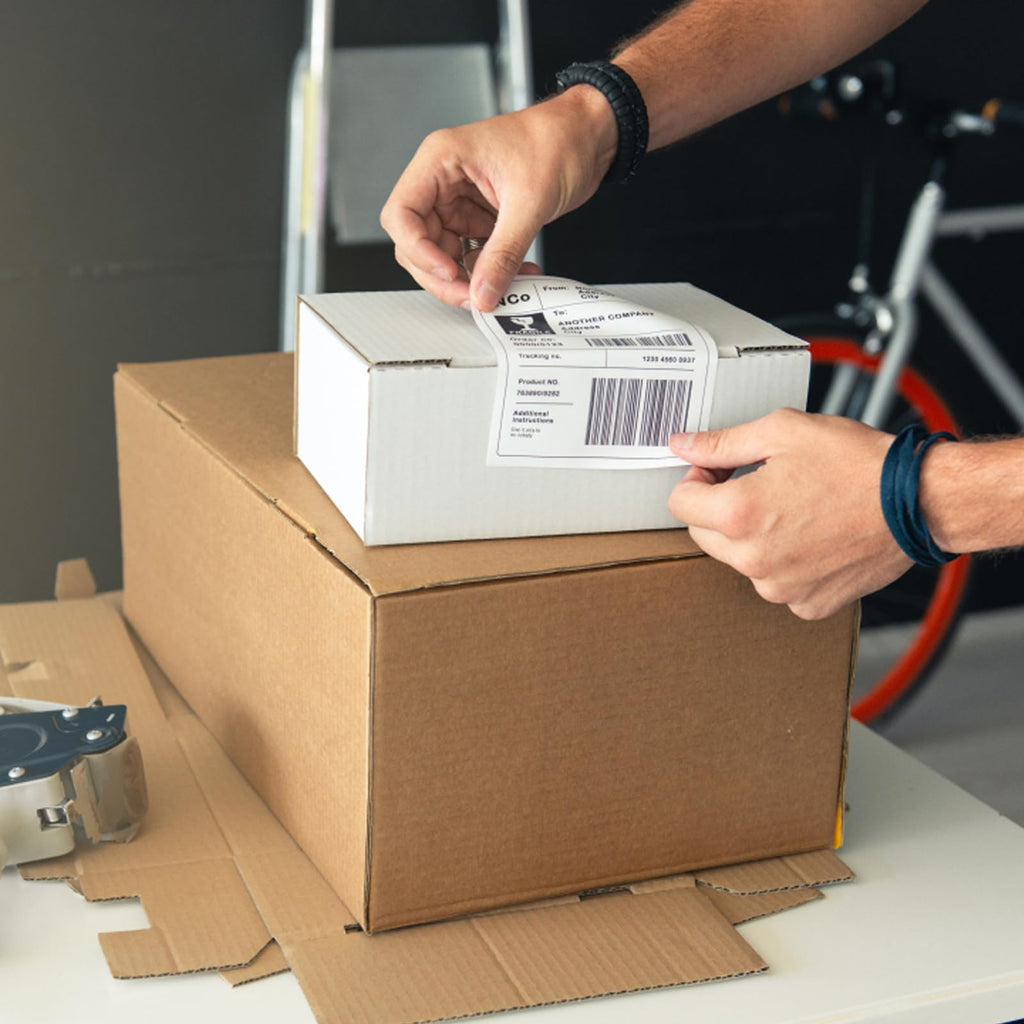L LIKED 150 PCS 4"x6" Thermal Shipping Labels, White Perforated & Strong Adhesive Direct Thermal Labels (1 Roll), for Postage, Mailing & Shipping