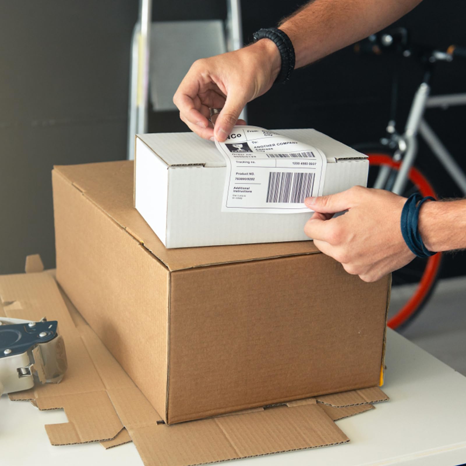 L LIKED 150 PCS 4"x6" Thermal Shipping Labels, White Perforated & Strong Adhesive Direct Thermal Labels (1 Roll), for Postage, Mailing & Shipping