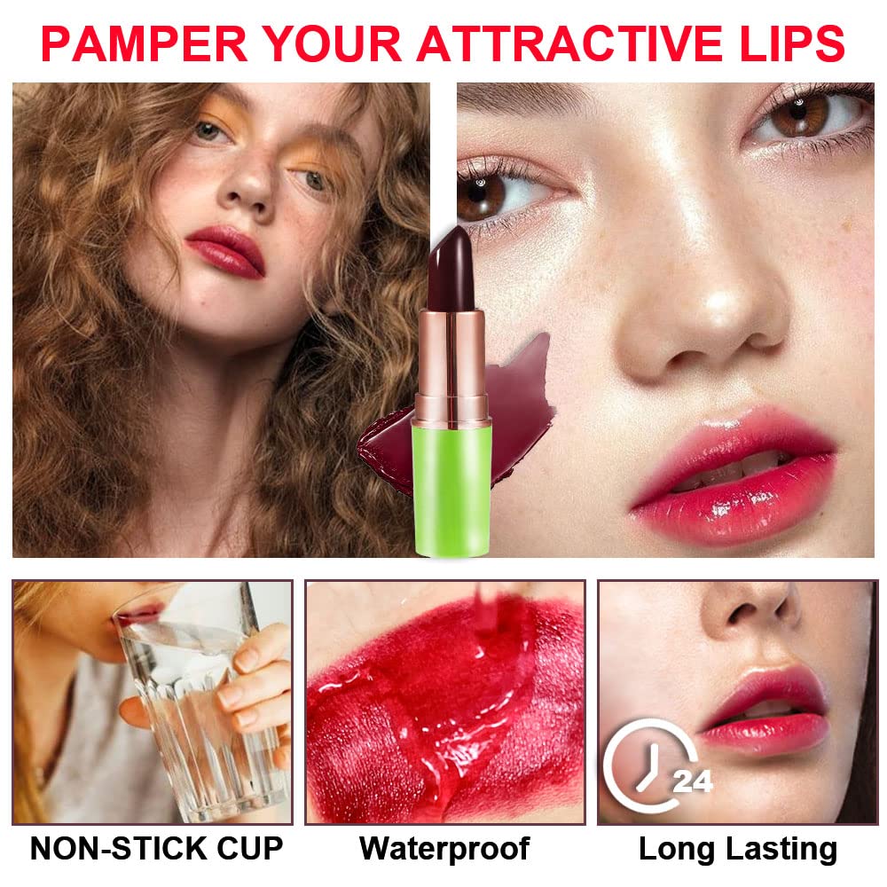 evpct 2Pcs Blueberry Tinted Lip Balms PH Lip Color Changing Lipstick Balm Stain Gift Set Queen for Women Girls Korean Mood Long Lasting Color Change Light Pink Lipstick Lip Tint Plumper Gloss