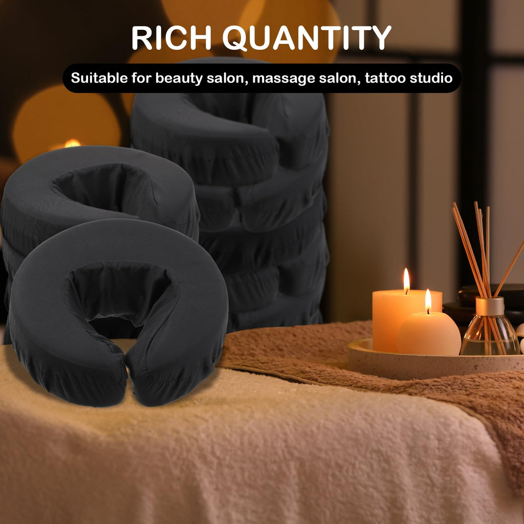 Macarrie 24 Pcs Face Cradle Covers for Massage Table Microfiber Reusable Soft Thicker Massage Table Headrest Covers Bulk Oil Proof Cradle Head Rest Sheets for Spa Beauty Salons(Beige)