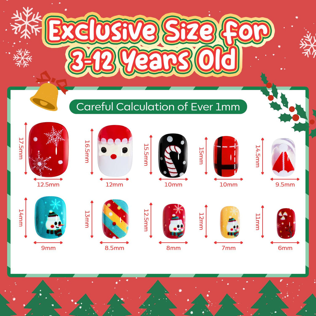Modelones Press on Nails for Kids 144Pcs 6 Pack Children Acrylic Fake Nails Pre-glue Full Cover Glitter Gradient Color Heart Cat Short False Nail Art Kits Sets Christmas Gifts for Kids Girls