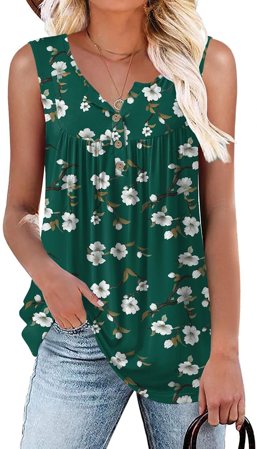 POPYOUNG 2026 Womens Summer Tank Tops Ladies Sleeveless Shirts Loose Fit Casual Blouse