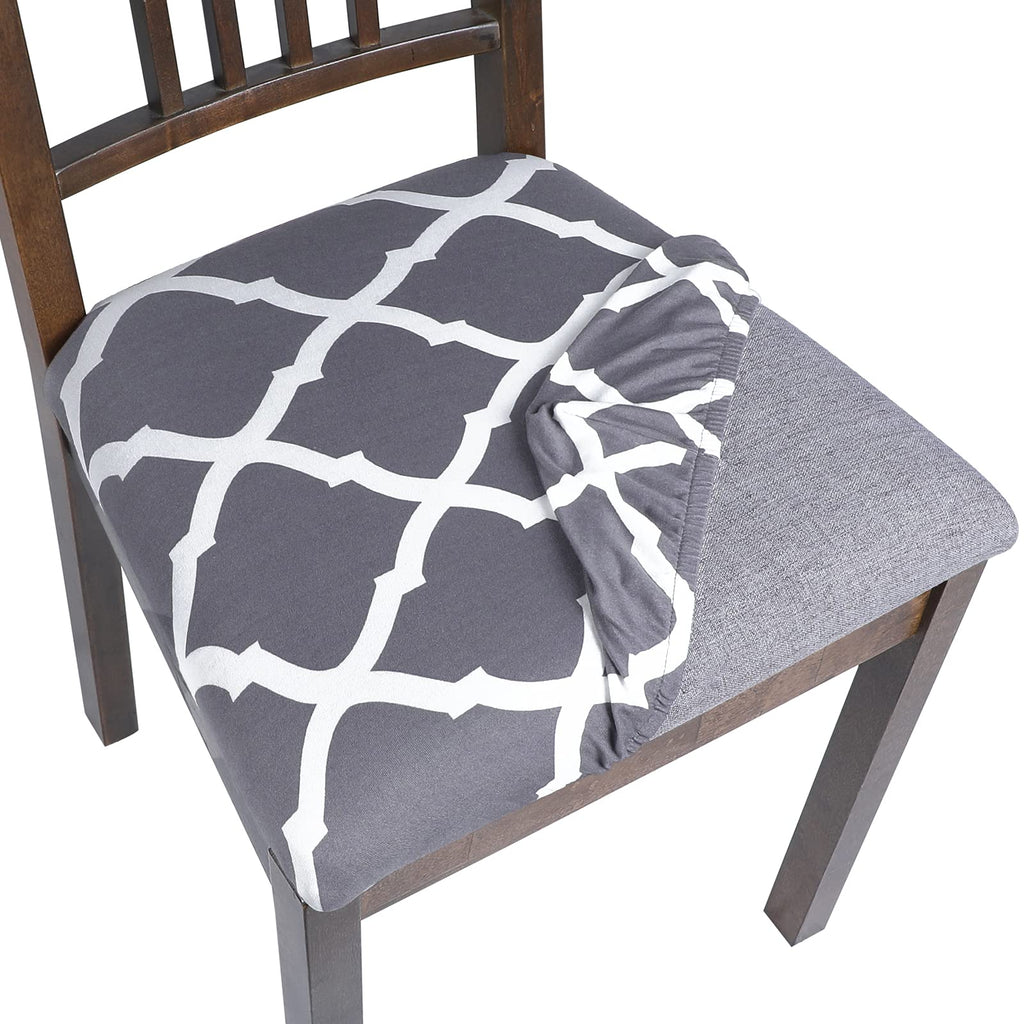 SearchI Seat Covers for Dining Room Chairs Stretch Printed Chair Seat Covers Set of 2, Removable Washable Upholstered Chair Seat Protector Cushion Slipcovers for Kitchen, Office(Ball Flower)