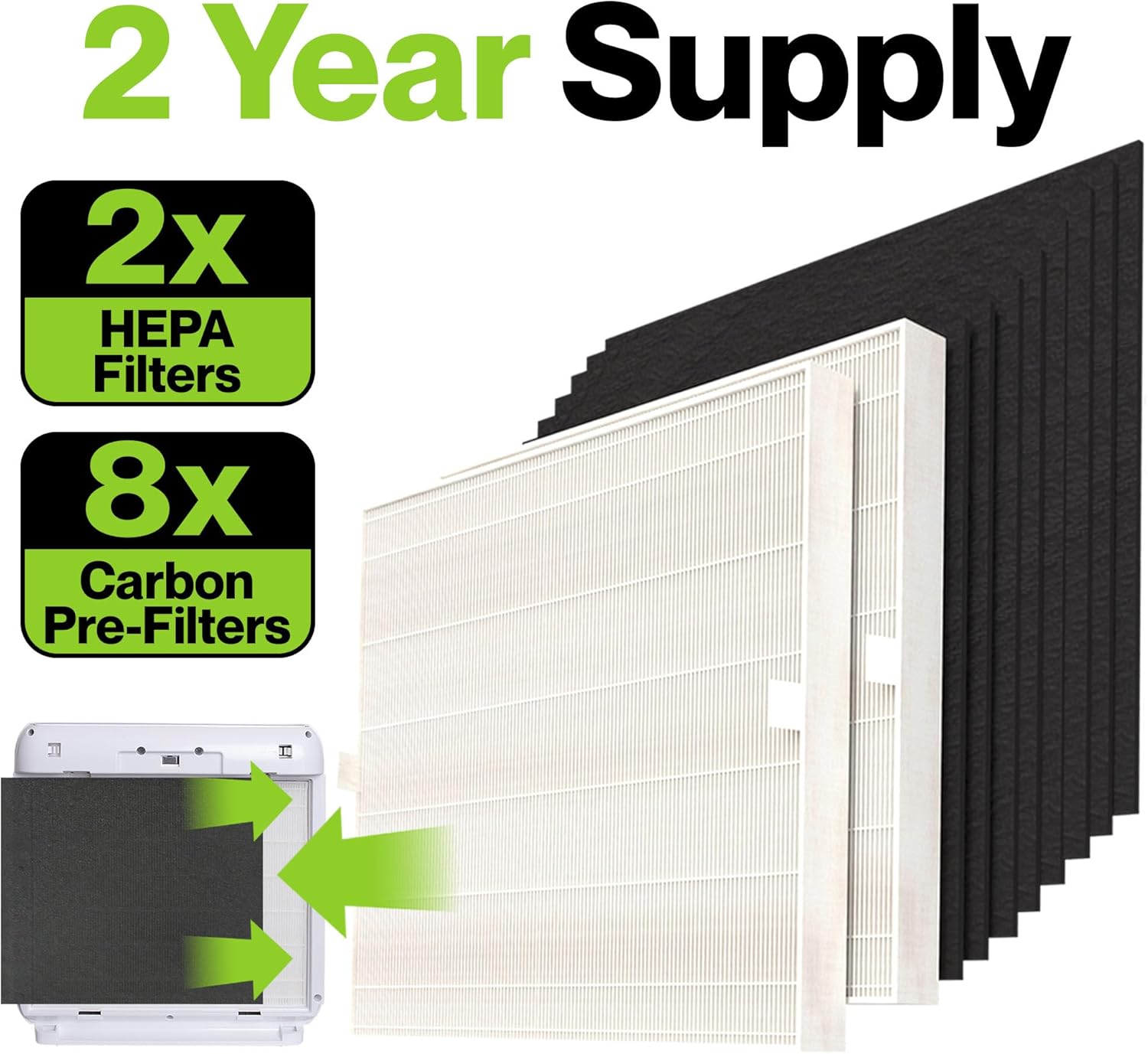 AP-1512HH HEPA Set Compatible with Coway Filter - 2 Year Supply - Compatible with Coway Airmega AP-1512HH & Airmega Filter Replacement - Helps Remove Smoke, Dust, Pollen, Dust, Debris, Pet Dander