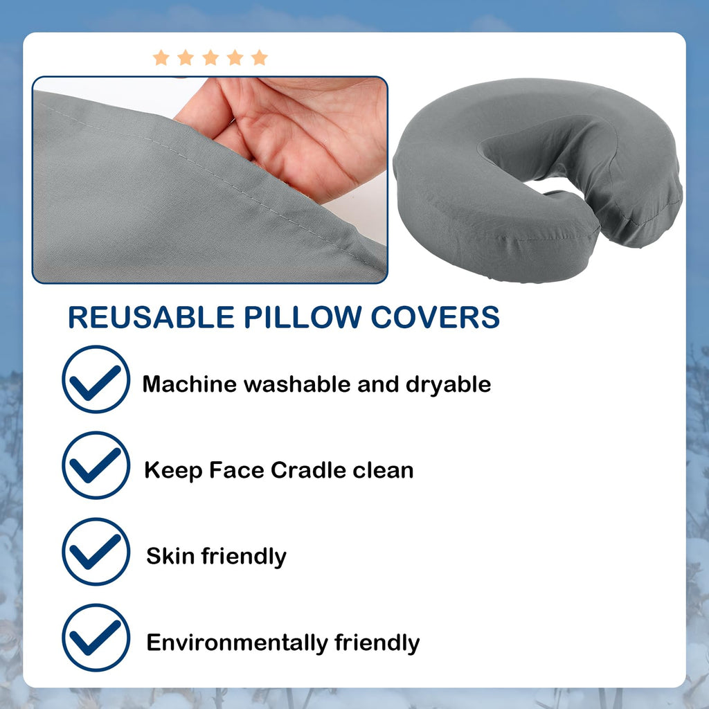 Macarrie 24 Pcs Face Cradle Covers for Massage Table Microfiber Reusable Soft Thicker Massage Table Headrest Covers Bulk Oil Proof Cradle Head Rest Sheets for Spa Beauty Salons(Beige)