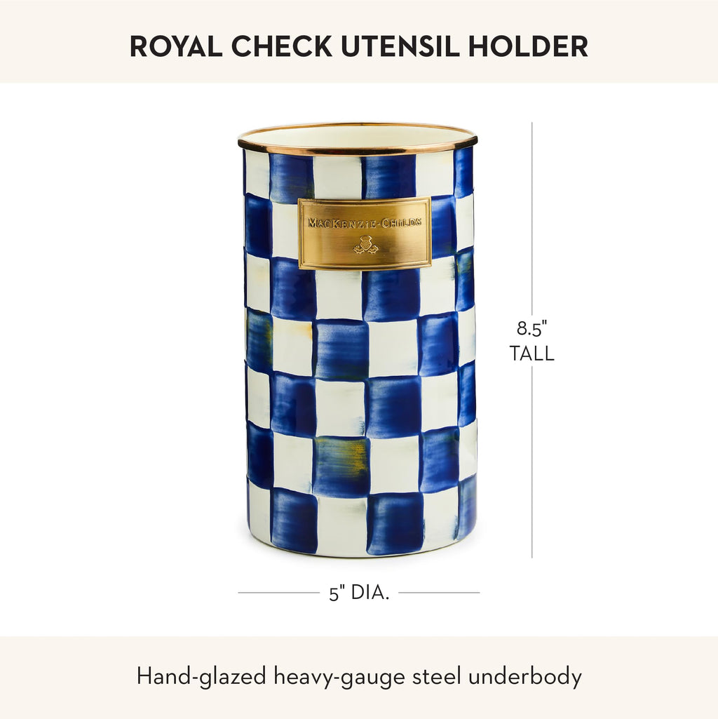 MACKENZIE-CHILDS Enamel Utensil Holder, Stylish Kitchen Countertop Organizer, Wild Rose Brown