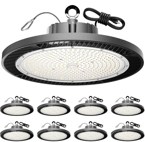 200W LED High Bay Lights UFO 150lm/w 5000K AC100-277V IP65 Super Brightness Shop Lights Replaces 800W HPS for Warehouse Workshop Gym Garage Barn FCC Listed