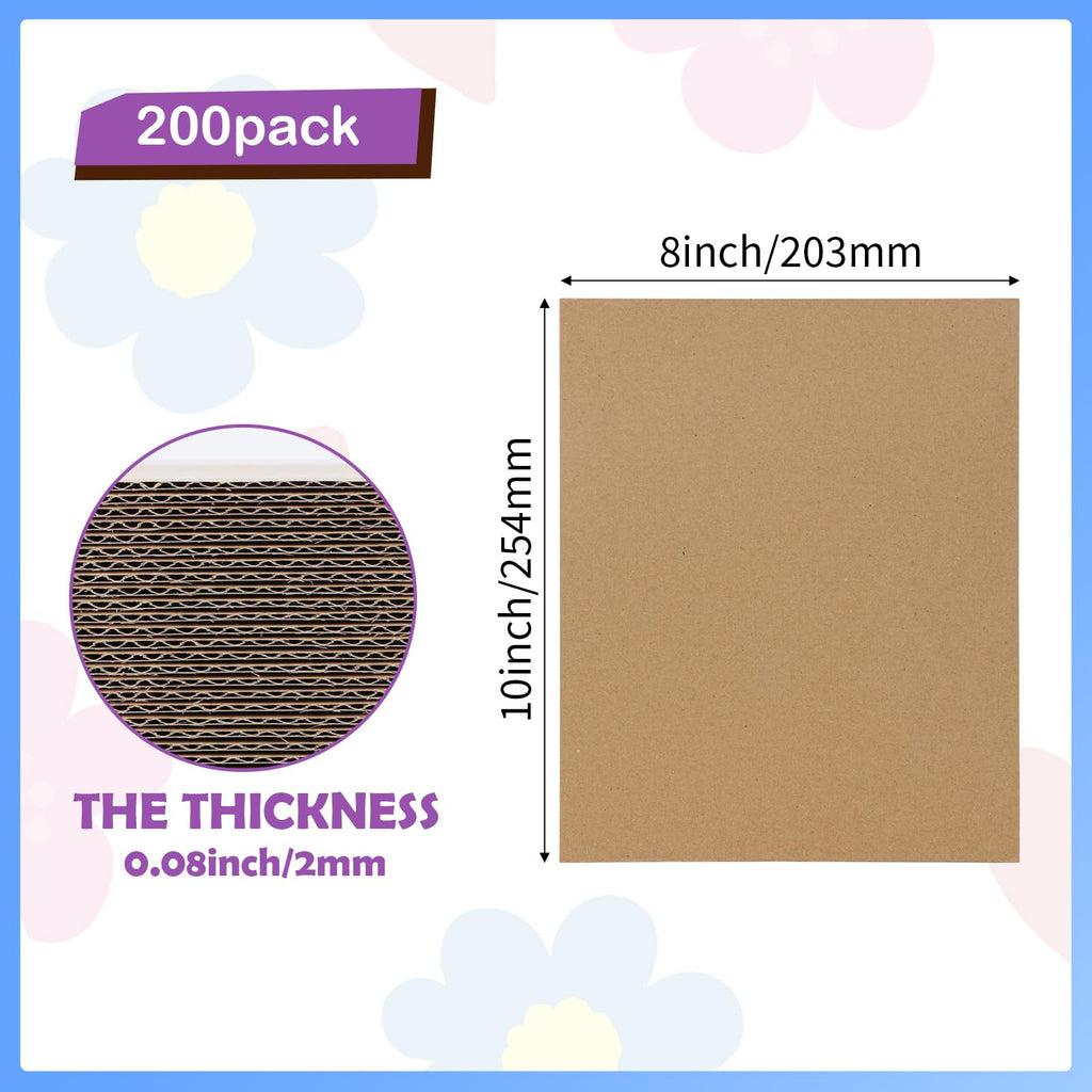 RLAVBL 200 Pack 3.5x4.5 White Corrugated Cardboard Sheets, Flat Cardboard Inserts for Shipping, Mailing, Packing, DIY Crafts