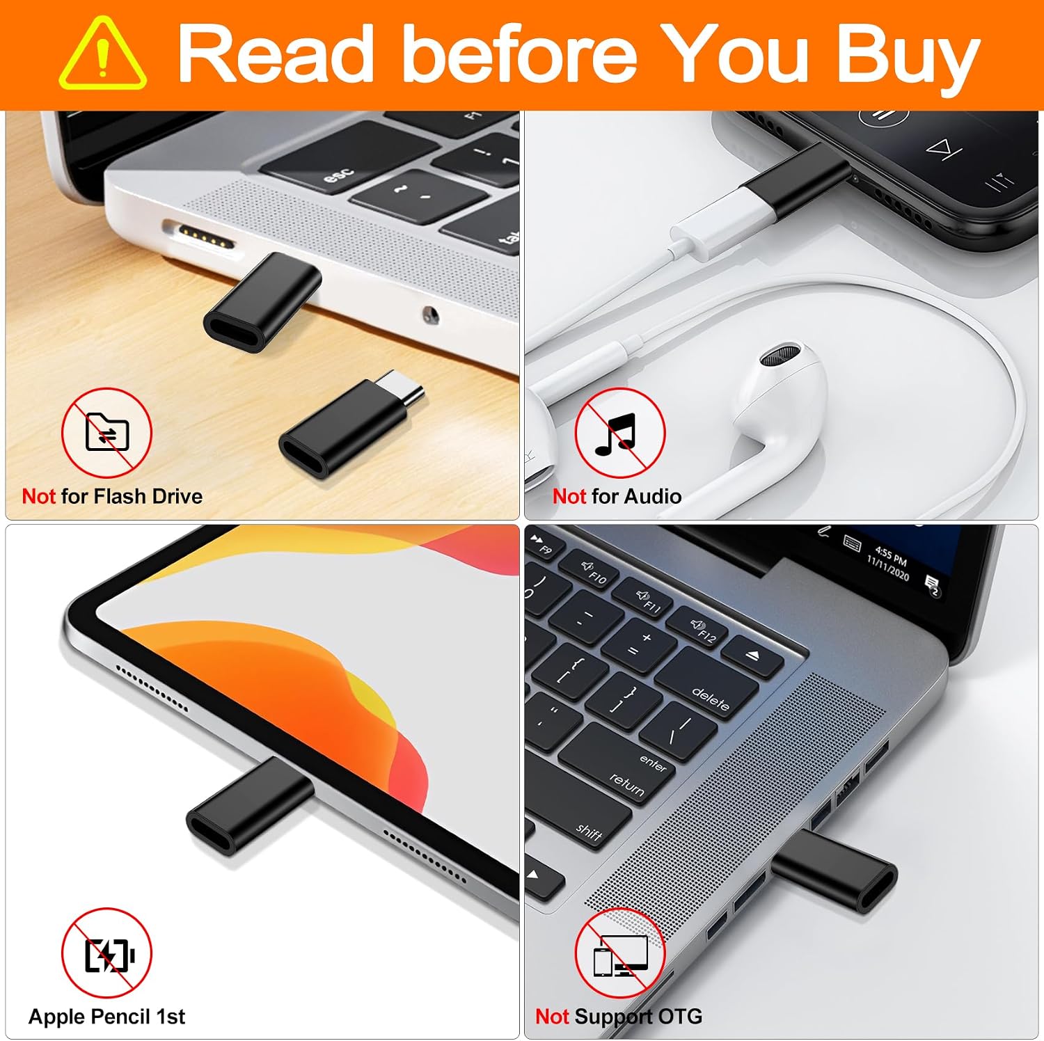 𝟒𝐏𝐚𝐜𝐤 𝐔𝐩𝐠𝐫𝐚𝐝𝐞𝐝 Lightning to USB C Adapter for iPhone 16/15 Pro Max/Plus,Samsung S25,iPad,Not for Audio,Charging & Data Sync ONLY,Type C Charger Connector,for iPhone 16/15 Charger