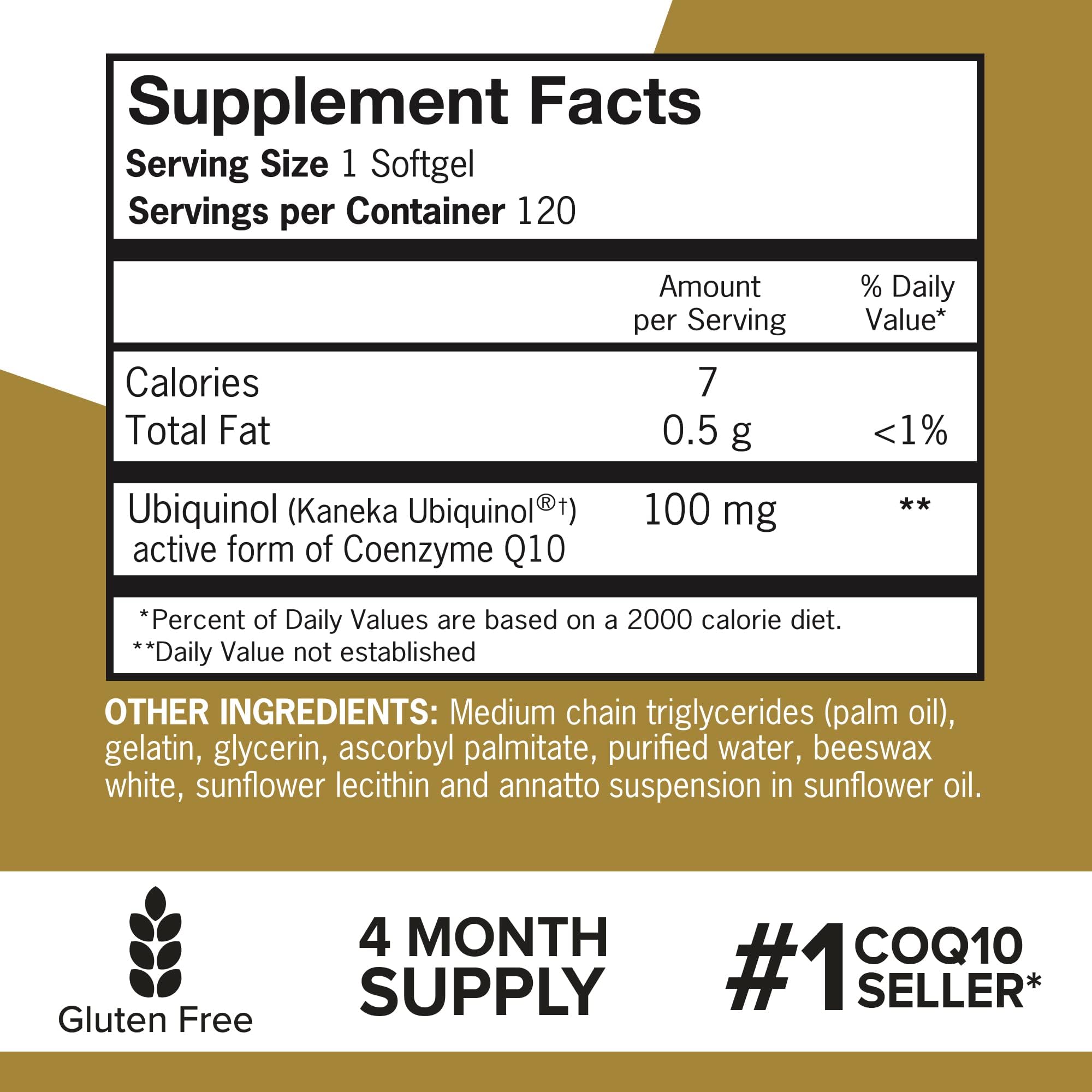 Qunol Ubiquinol CoQ10 100mg Softgels, Ubiquinol - Active Form of Coenzyme Q10, Antioxidant for Heart Health, Healthy Blood Pressure Levels, Beneficial to Statin Users, 60 Count