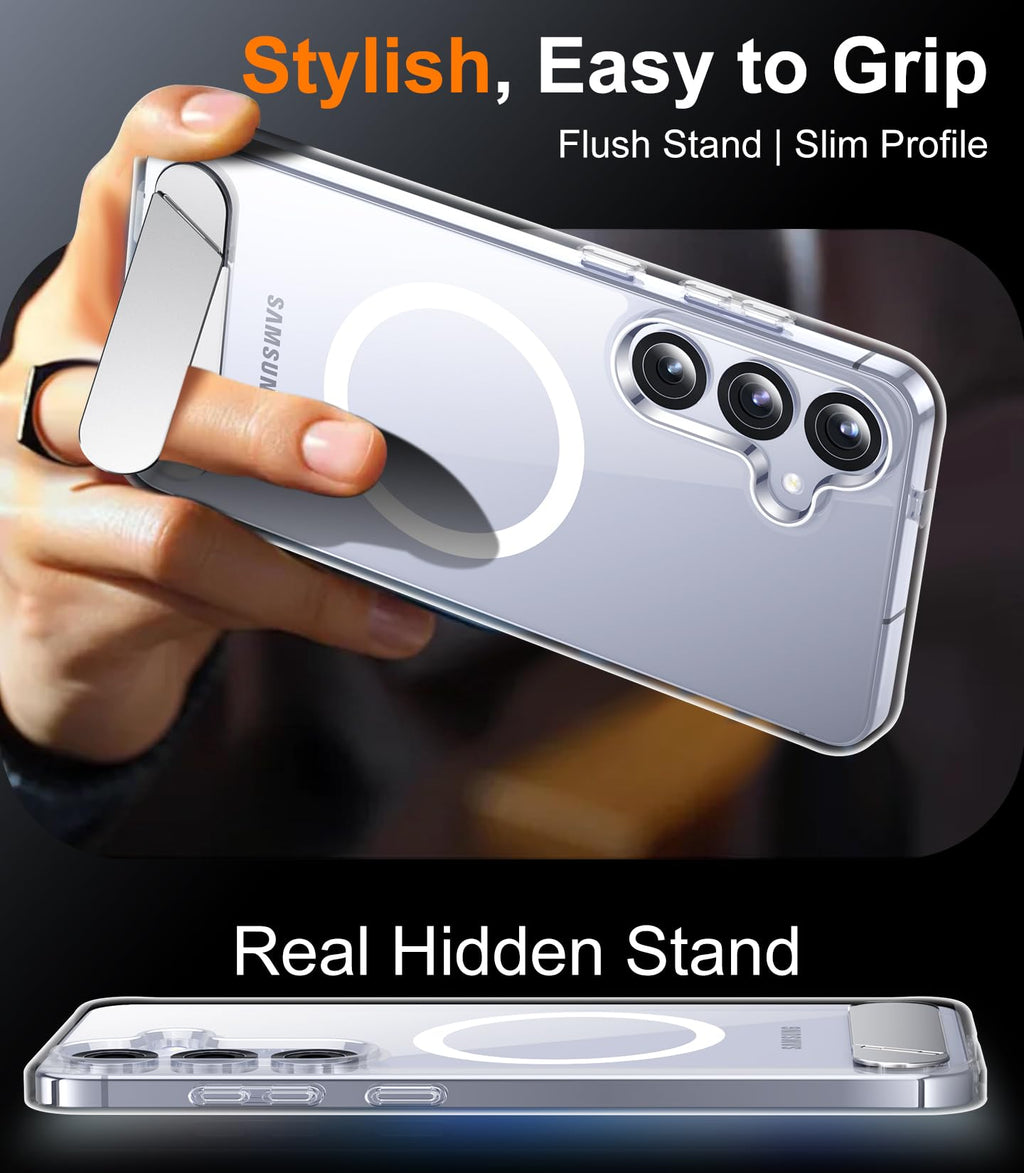 for Samsung Galaxy Z Fold 8 Case,[Compatible with MagSafe][Built-in HD Screen Protector & Kickstand][Hinge Protection]Translucent Matte Full-Body Shockproof Phone Case for Galaxy Z Fold 8,Black