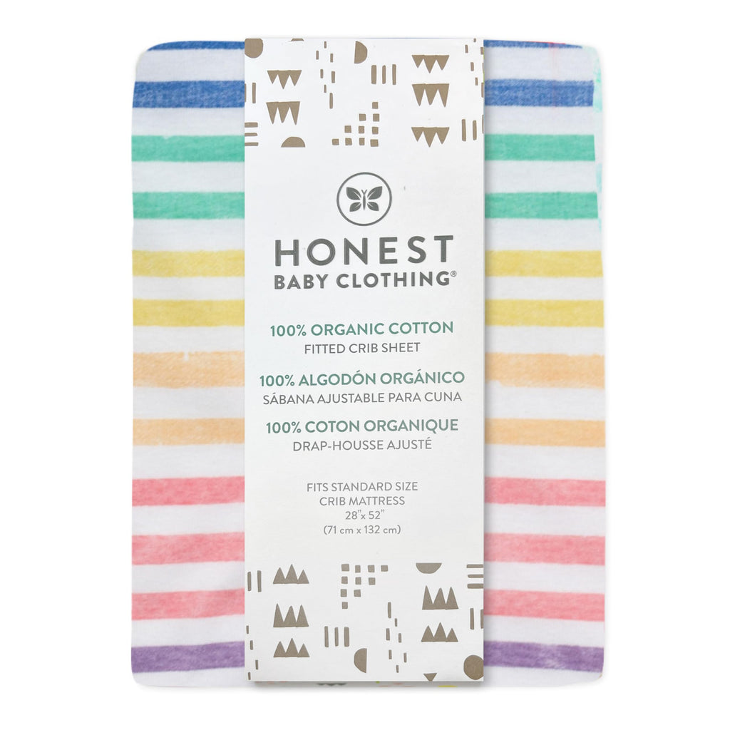 HonestBaby Unisex-Baby Fitted Crib Sheets Set Standard Mattress, 100% Organic Cotton Baby Boys, Girls, Neutral, 1 Pack - Peach Skin Painted Buffalo Check, One Size