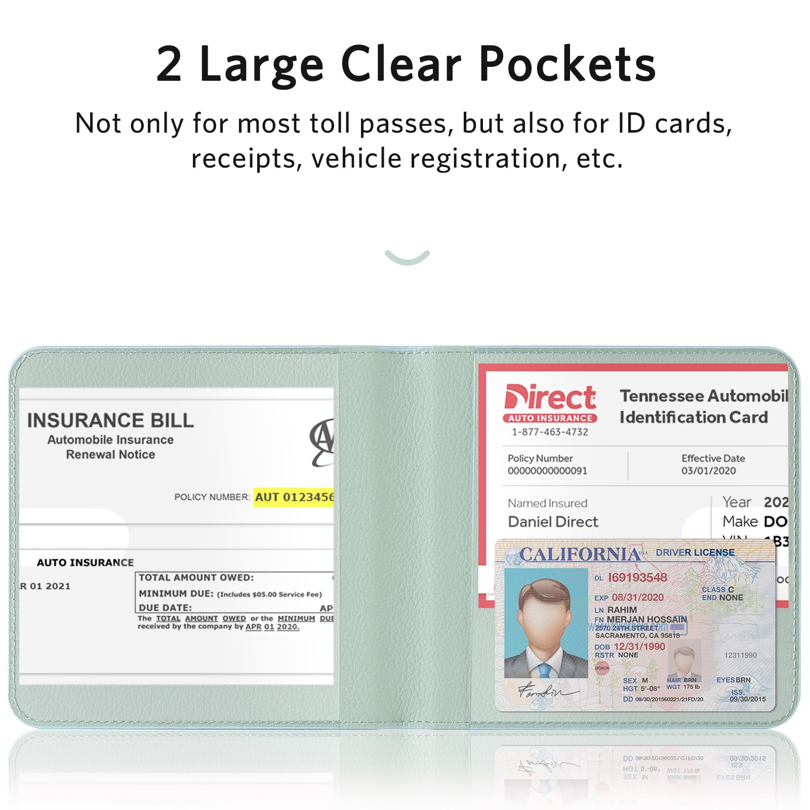 CoBak Car Registration and Insurance Holder - Men and Women Small Lightweight Vehicle Glove Box Car Organizer, Auto Truck Comparment Accessories Case for Essential Document, Driver License (Black)