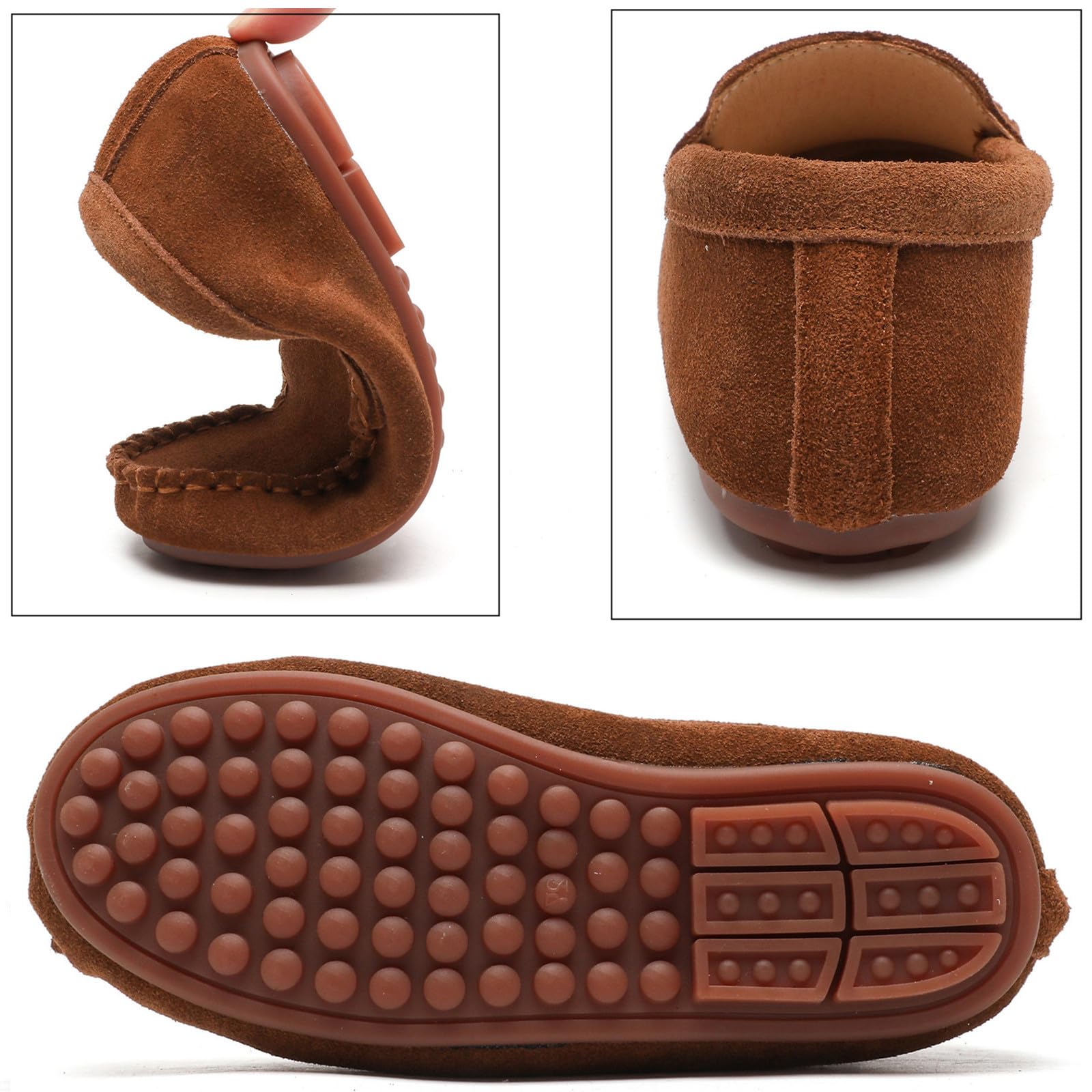 DADAWEN Toddler Little Kid Boys Girls Soft Suede Leather Slip On Flat Boat Dress Shoes Wedding Church Oxford Shoes Loafers
