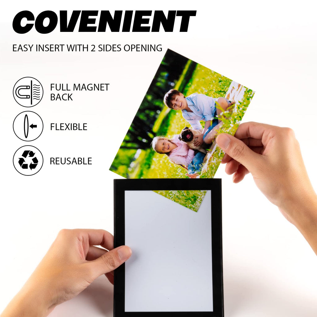 STTMGN Magnetic Picture Frames with Black Border(2.5"X3.5",12 Pack),Mini Wallet Size Magnet Photo Sleeves Pockets/Holder,Decorations for Home/Office/School/Classroom/Party