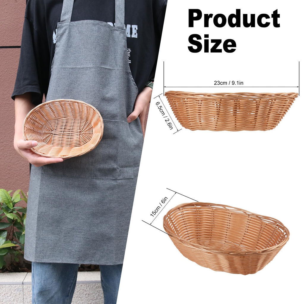 GNIEMCKIN 12 Pack Round Poly Wicker Basket, Diameter 9.5 In, Brown, Plastic, Polypropylene