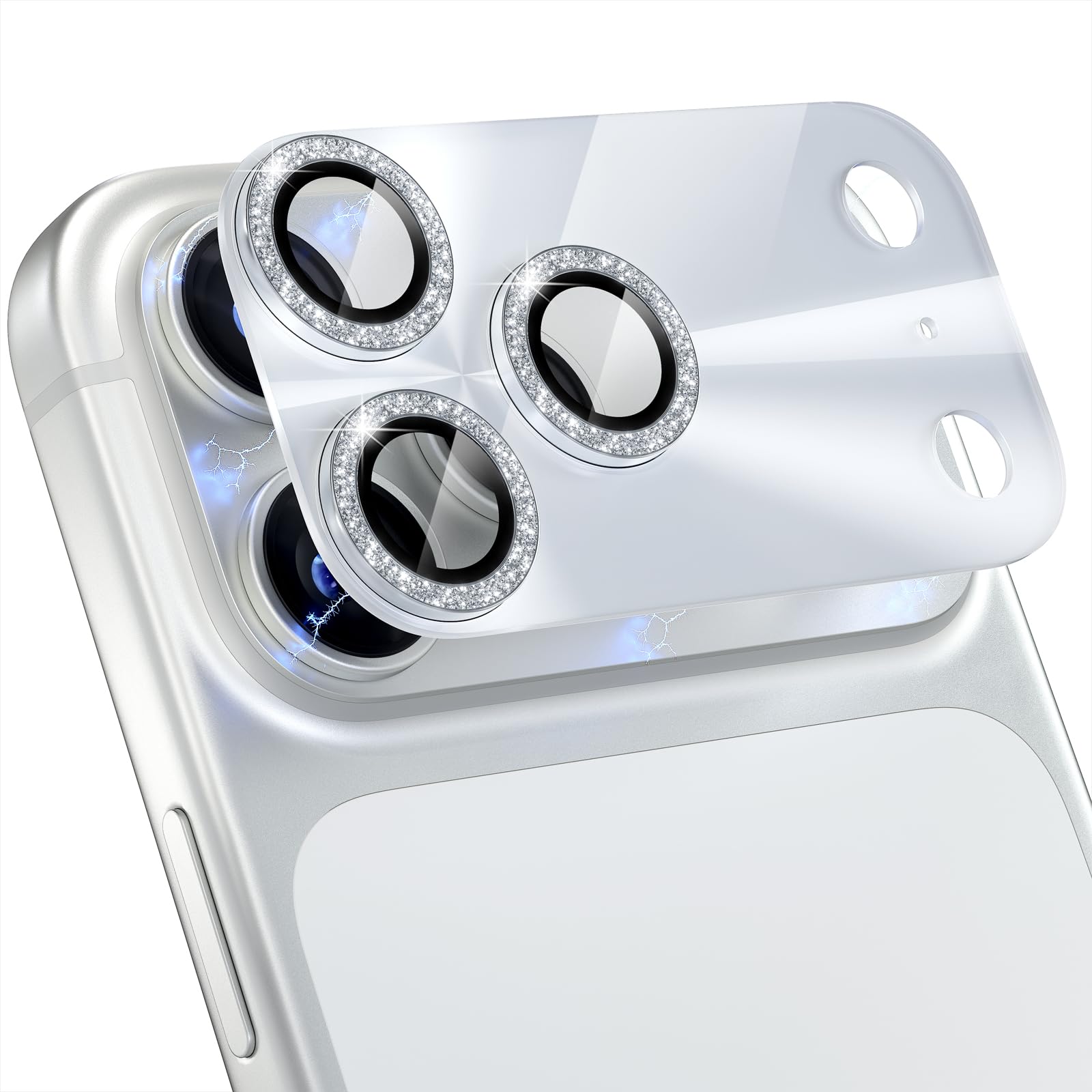 Choiche Compatible for iPhone 16 Pro/iPhone 16 Pro Max Camera Lens Protector, Bling Camera Cover with 9H Tempered Glass Lens Screen Protector Metal Ring Decoration Accessories(Black)