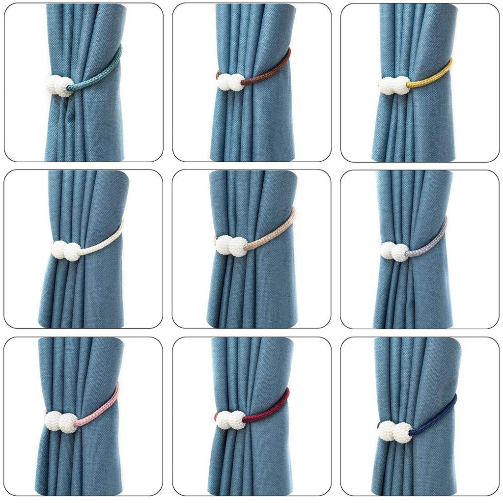 Melaluxe 2 Pack Magnetic Curtain Tiebacks, Decorative Curtain Holdbacks for Window Décor (Beige)
