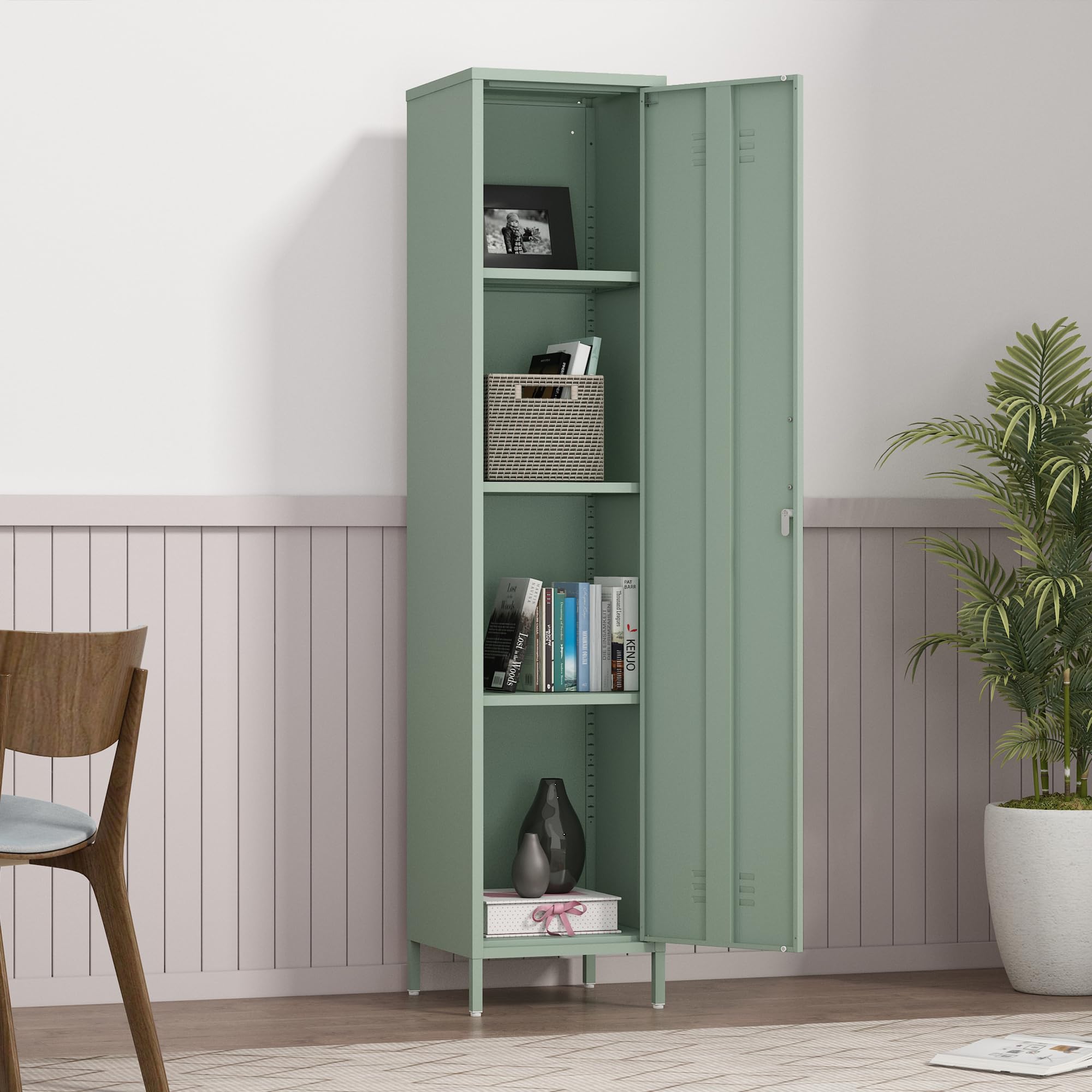 2 Door Steel Accent Cabinet,Black Metal Storage Cabinet with Adjustable Shelf,2-Tier Office Cabinet,Multipurpose Metal Locker Storage Cabinet for Office Home,Music Studio