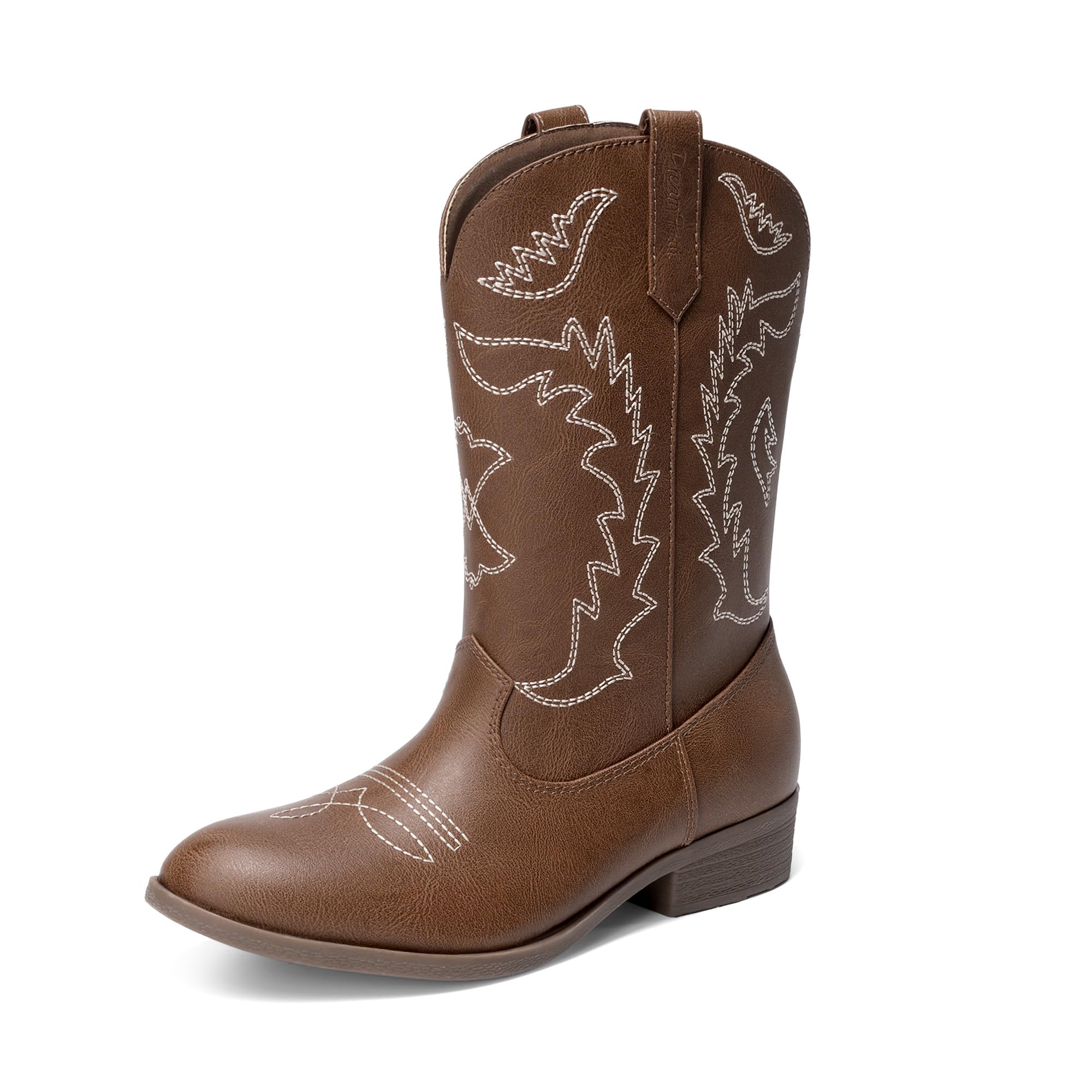 DREAM PAIRS Cowgirl Cowboy Western Boots Girls Mid Calf Riding Shoes Little Kid/Big Kid