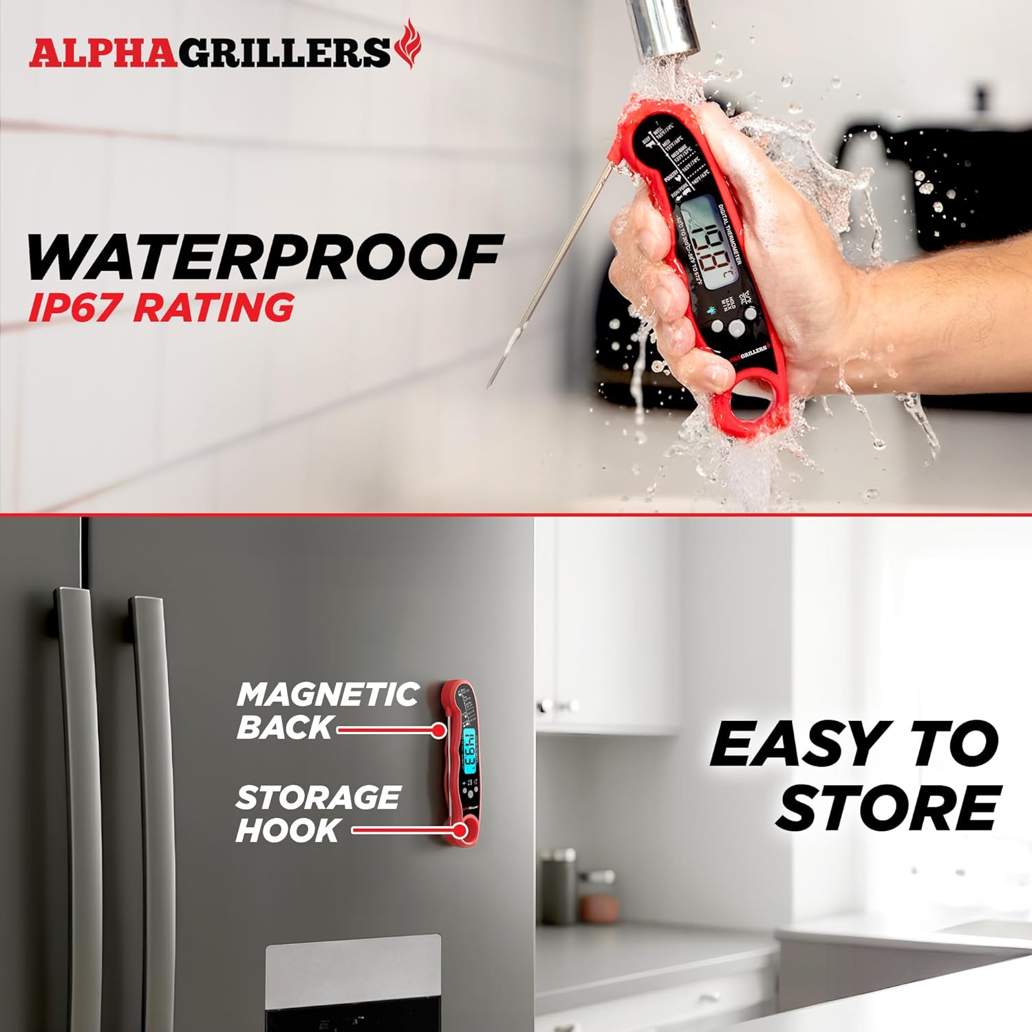 Alpha Grillers Meat Thermometer Digital – Instant Read Food Thermometer for Cooking & Grilling – Professional Kitchen Birthday Gifts for Men, Him, Dad, Husband, Boyfriend