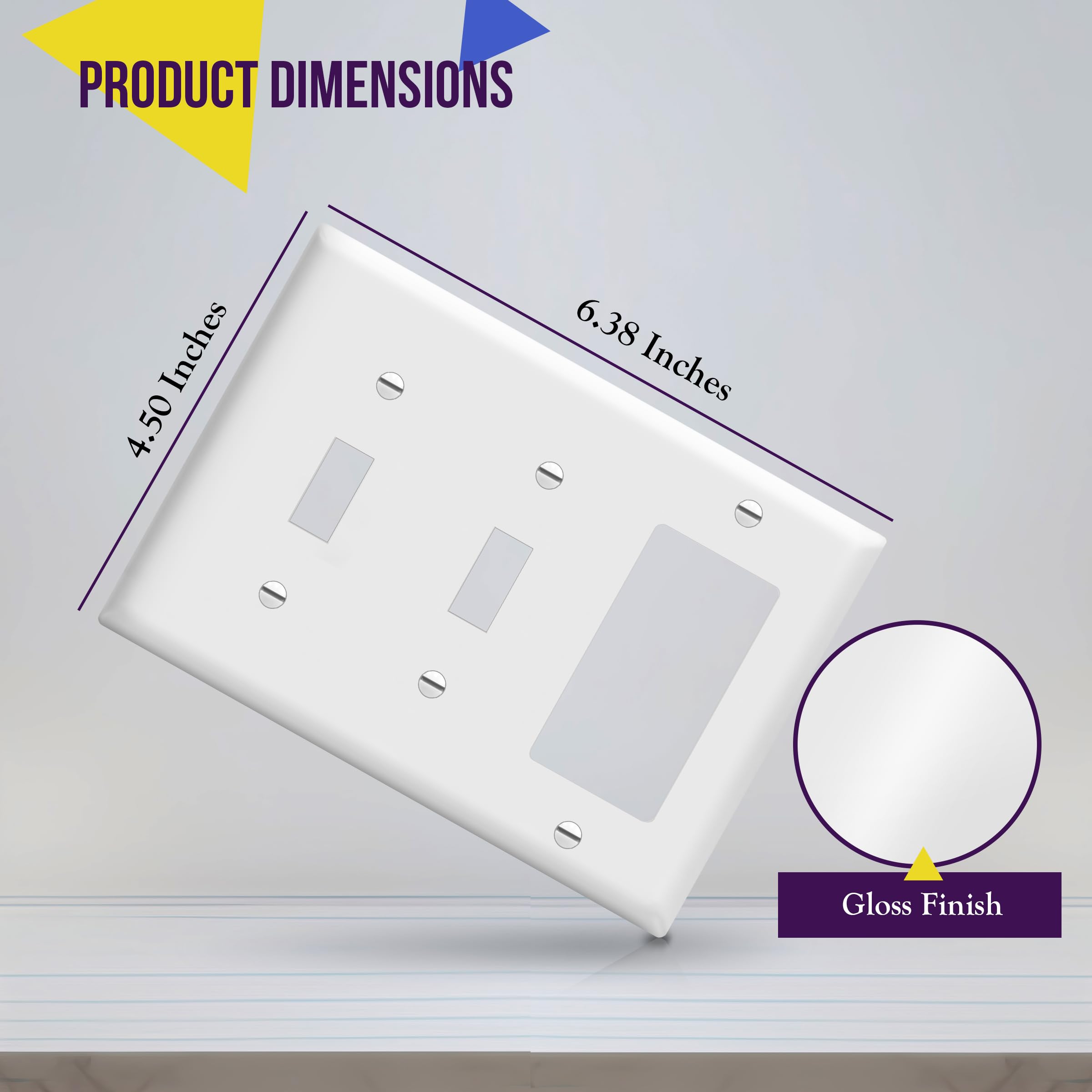 ENERLITES Combination Triple Light Switch Plate, Double Toggle/Single Decorator Switch, Standard Size 3-Gang 4.5" x 6.38", Polycarbonate Thermoplastic, 881231-BK, Black