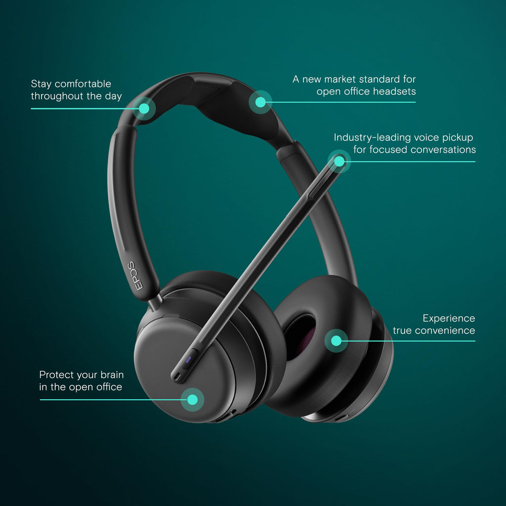 EPOS Impact 1061 ANC High-Performance Bluetooth Headset for PC - Double-Sided, Advanced Noise Cancellation, EPOS AI, Super Wideband Audio, Intuitive Controls, for Professionals in Loud Workspaces