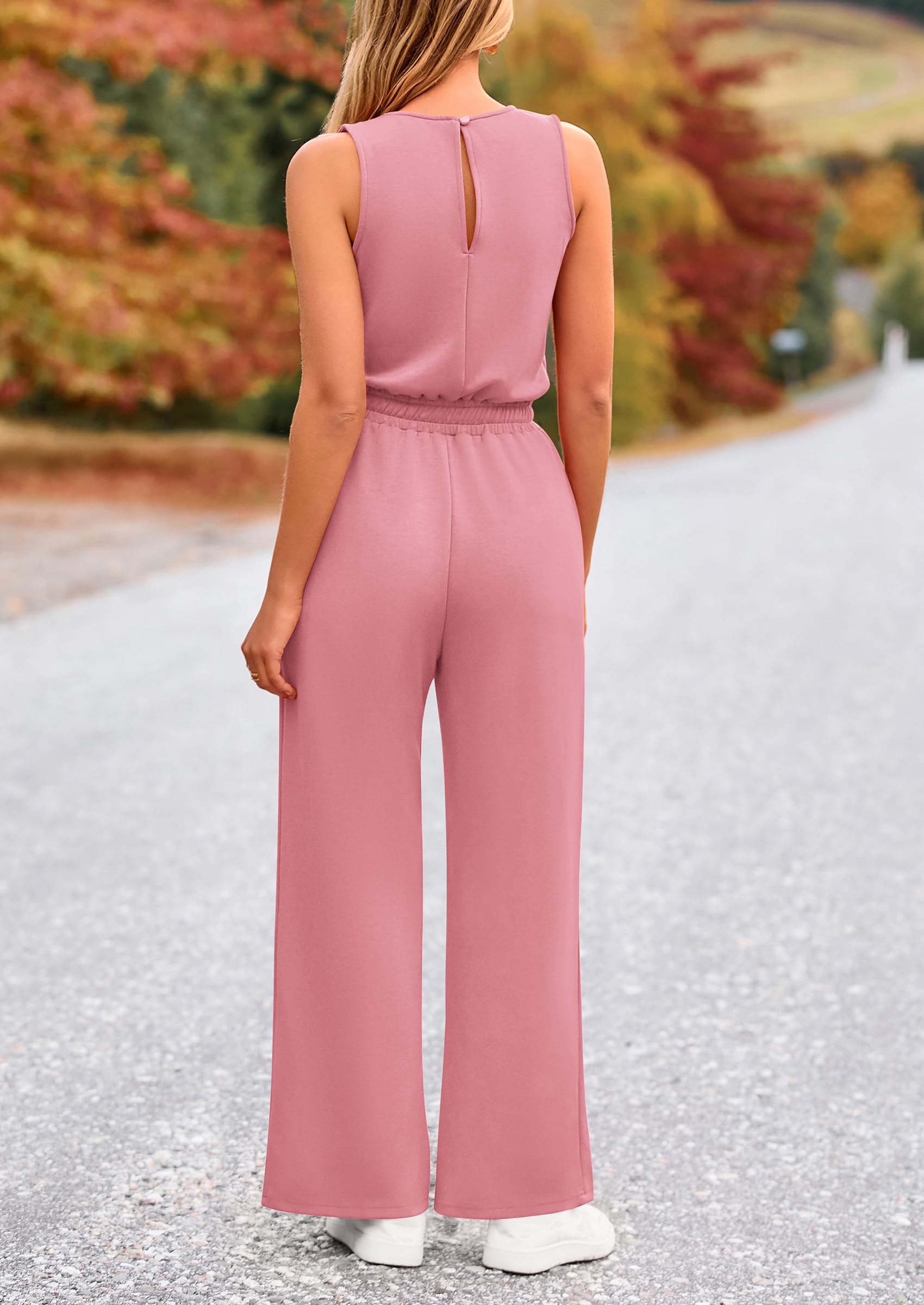PRETTYGARDEN Jumpsuits for Women Casual 2026 Summer Sleeveless Wide Leg Pants Rompers One Piece Beach Vacation Spring Outfits