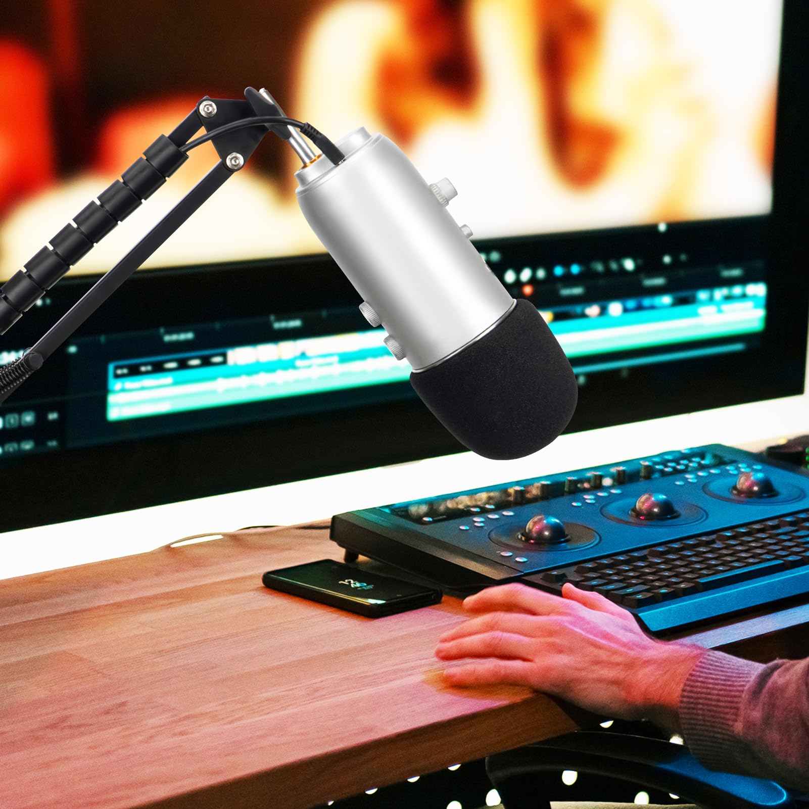 YOUSHARES 2PCS Blue Yeti Pop Filter for Blue Yeti Microphone, Yeti Foam Windscreen with Dead Cat Blue Yeti Mic Cover for Yeti Mic and Blue Yeti Pro USB Microphone