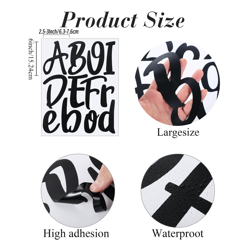 Outus 576 Pieces 8 Sheets Letters Stickers Self Adhesive Vinyl Letter for Graduation Cap Alphabet Number Stickers Mailbox Numbers Sticker, Decals for Classroom Decor Sign Door(Black,1 Inch)