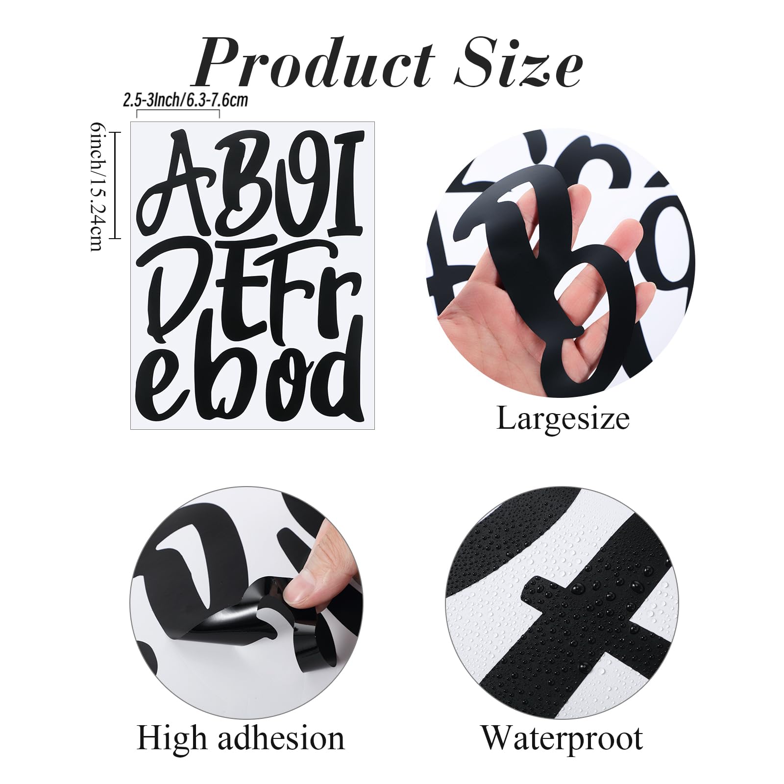 Outus 576 Pieces 8 Sheets Letters Stickers Self Adhesive Vinyl Letter for Graduation Cap Alphabet Number Stickers Mailbox Numbers Sticker, Decals for Classroom Decor Sign Door(Black,1 Inch)