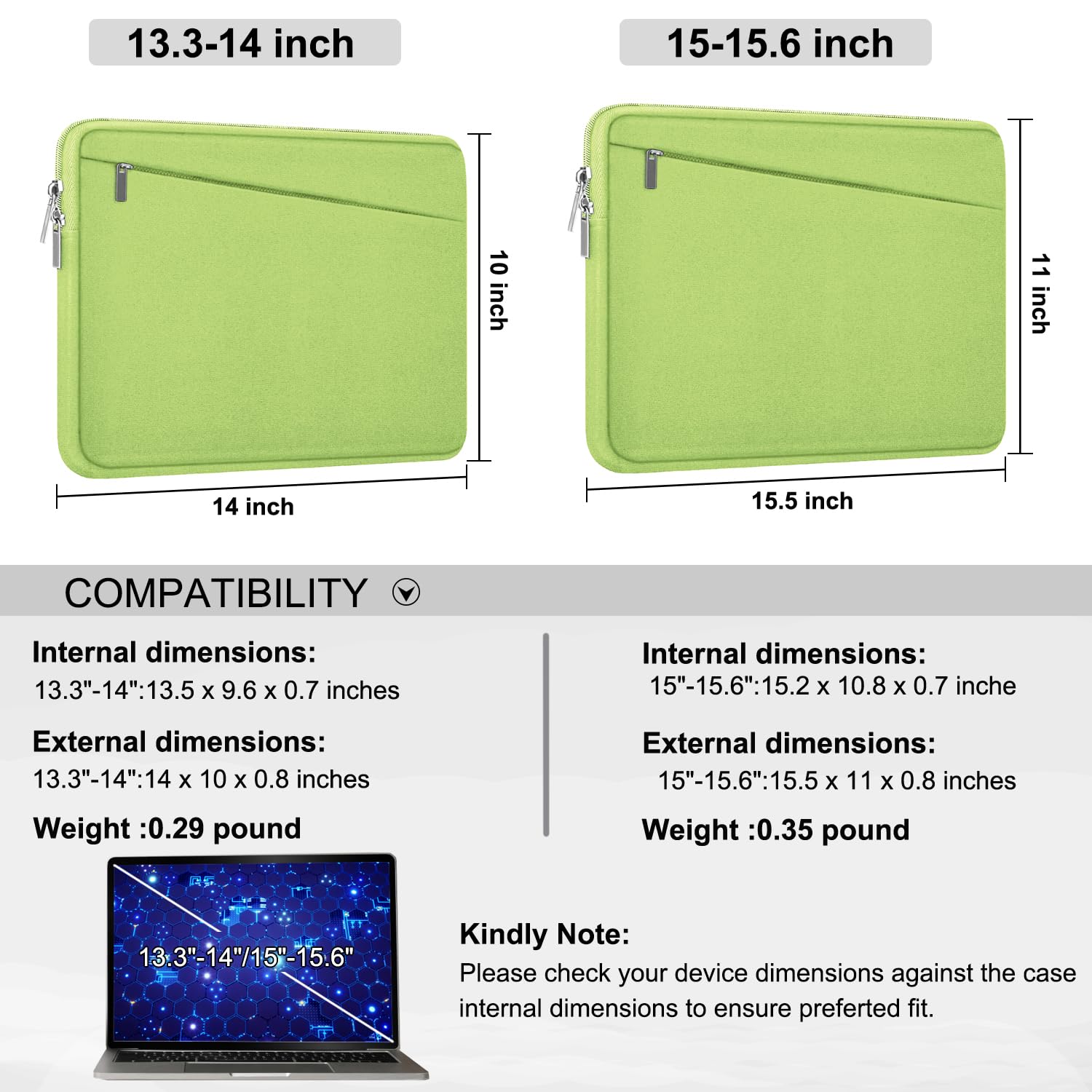 Laptop Sleeve Case 13.3 Inch, Durable 14 Inch Laptop Case Computer Carrying Bag Protective Cover Compatible with 13 14 inch MacBook Pro, MacBook Air, Dell, HP, Lenovo, Notebook, Computer, Black