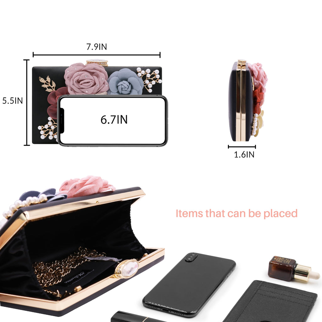 Evening Bag for Women, Flower Wedding Evening Clutch Purse Bride Floral Clutch Bag