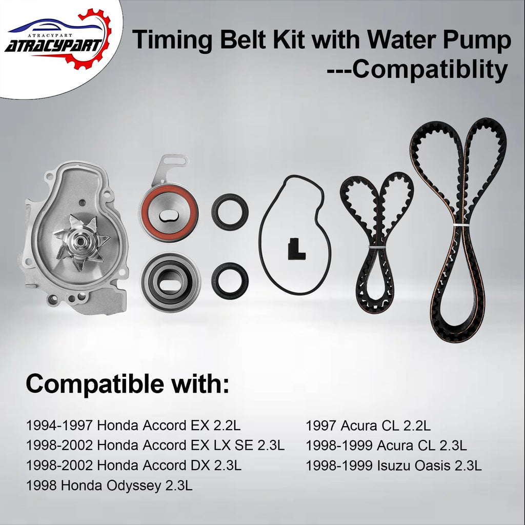 Engine Timing Belt Kit with Water Pump | Compatible With 1987-2001 Toyota Camry Celica RAV4 MR2 Solara 2.0L 2.2L 3SFE 5SFE L4 DOHC 16V | Replaces# TBK138, TCKWP199