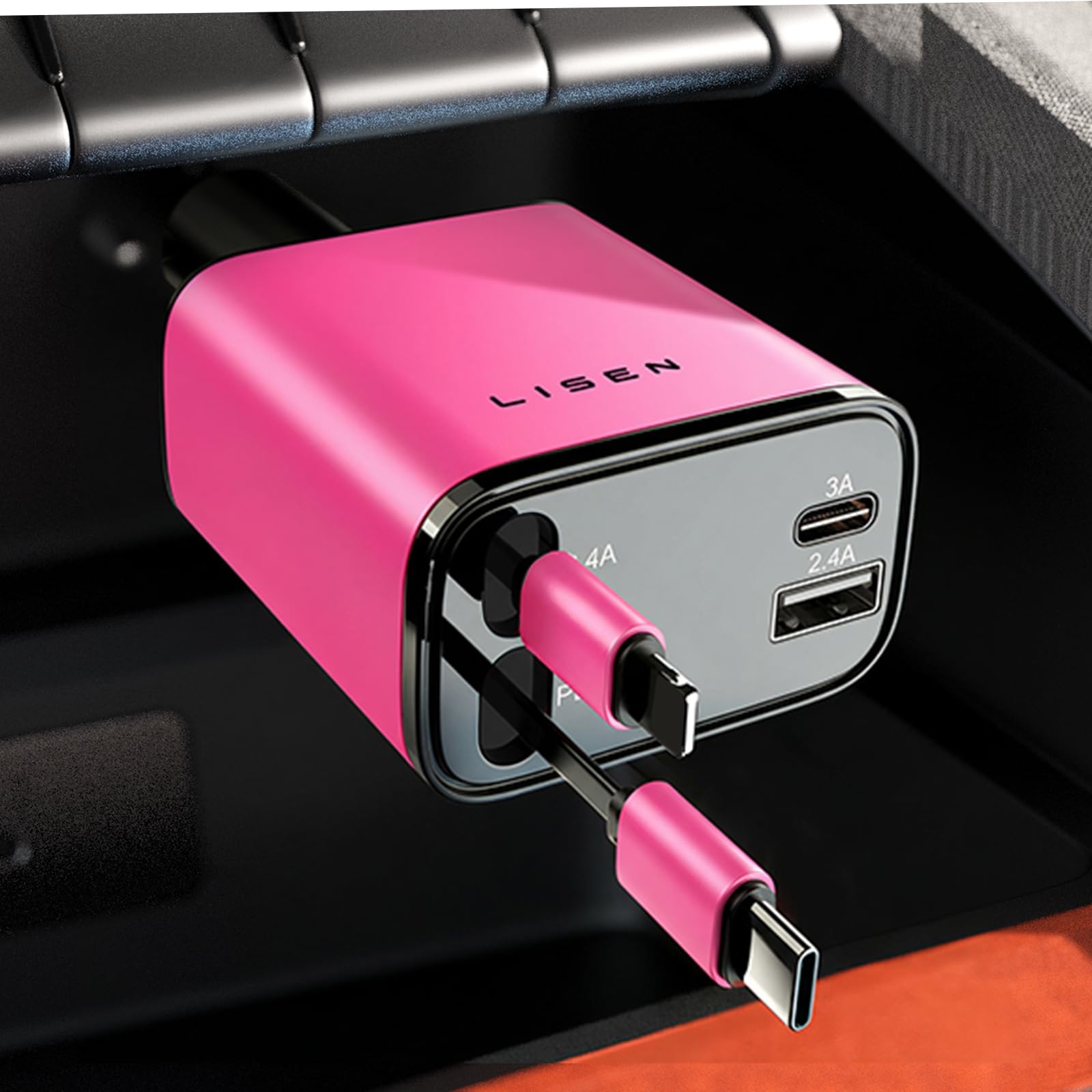 LISEN Retractable Car Charger, 84W Car Charger USB C Fast Charger Adapter for iPhone, Car Accessories for Men Women, Birthday Gifts for Fathers Day for Men Dad Husband, for iPhone 17 16 15 14 13 12 11