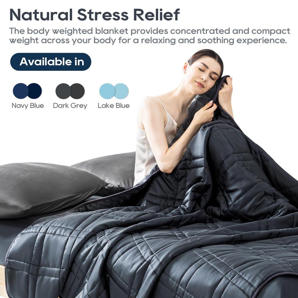 OMYSTYLE Reversible Weighted Blanket 48''x72'' 15lbs for Adults, Warm Short Plush and Cool Tencel Fabric Double-Sided Weighted Blanket for All Season Use - Carry Bag Included