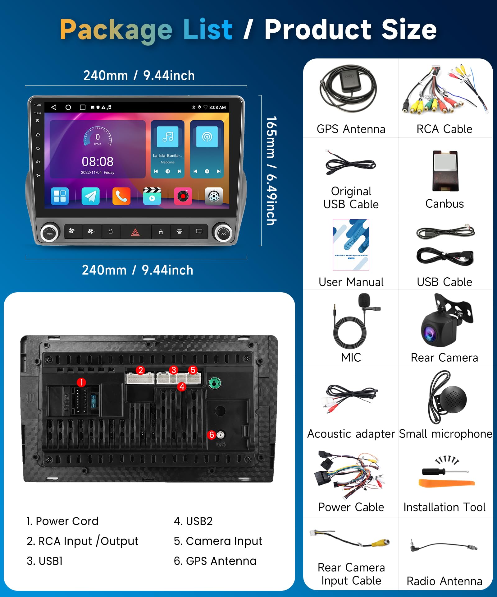 5G WiFi Android 15 Car Stereo for Chevrolet Chevy Camaro 2008–2015 Wireless Carplay Android Auto,9" HD IPS Touchscreen Car Radio Support GPS/10band DSP Audio/Bluetooth/FM/SWC/Backup Camera