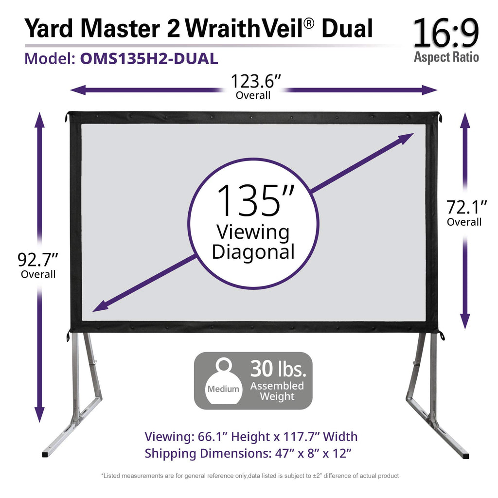 Elite Screens 100-inch Wraith Veil DUAL, 16:9, 0.8 Gain, 150° Viewing Angle, Front & Rear Projection Screen, Yardmaster 2 OMS100H2-Dual