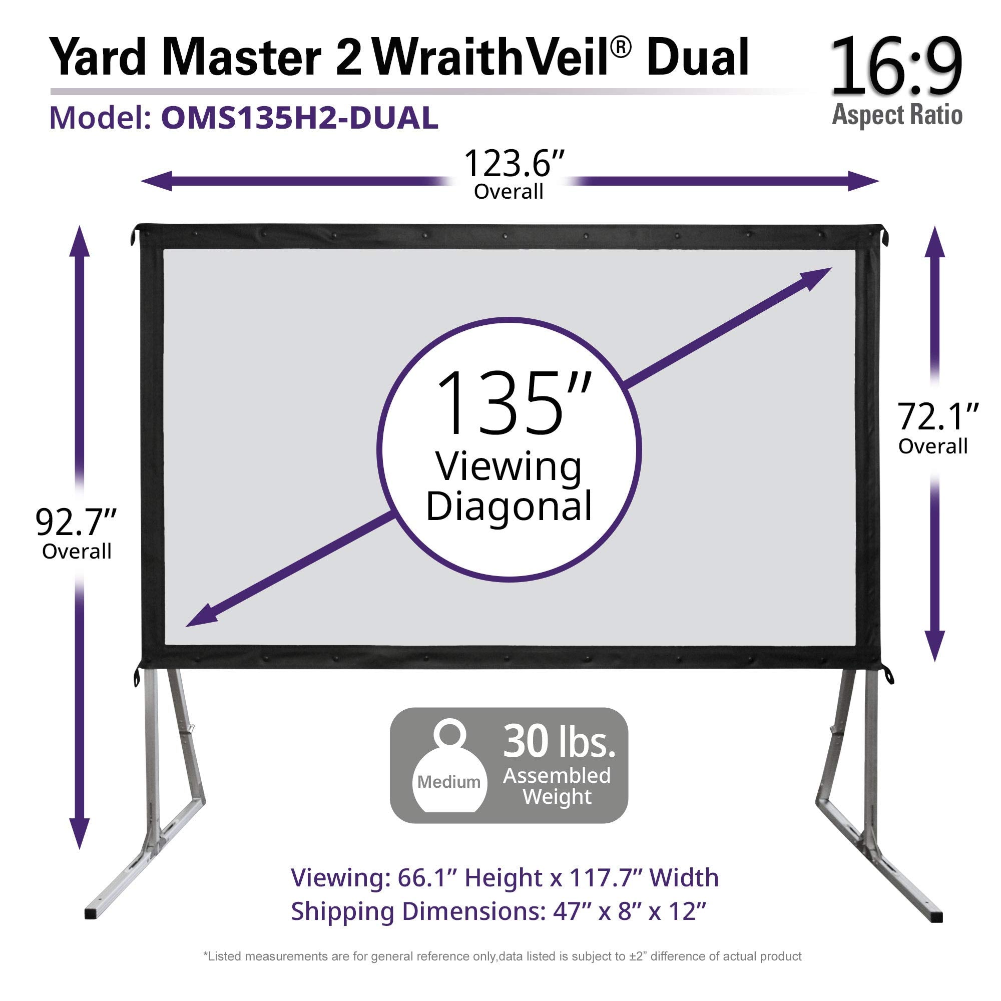 Elite Screens 100-inch Wraith Veil DUAL, 16:9, 0.8 Gain, 150° Viewing Angle, Front & Rear Projection Screen, Yardmaster 2 OMS100H2-Dual