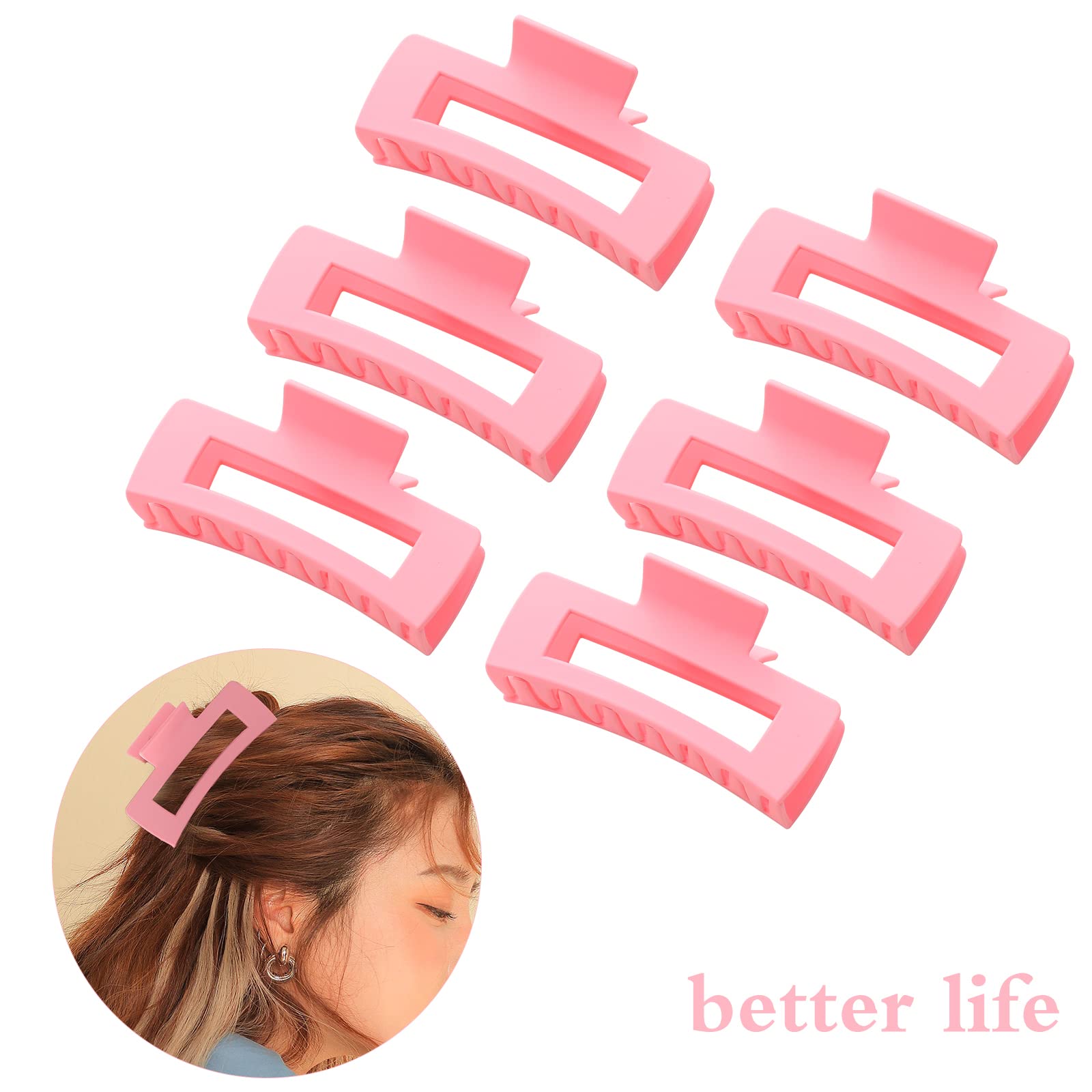 12 Pack Black Square Claw Clips, Big and Small Neutral Rectangle Hair Claw, Non-slip Matte Large Hair Clips for Women,Strong Hold jaw clip for Thick Thin Hair