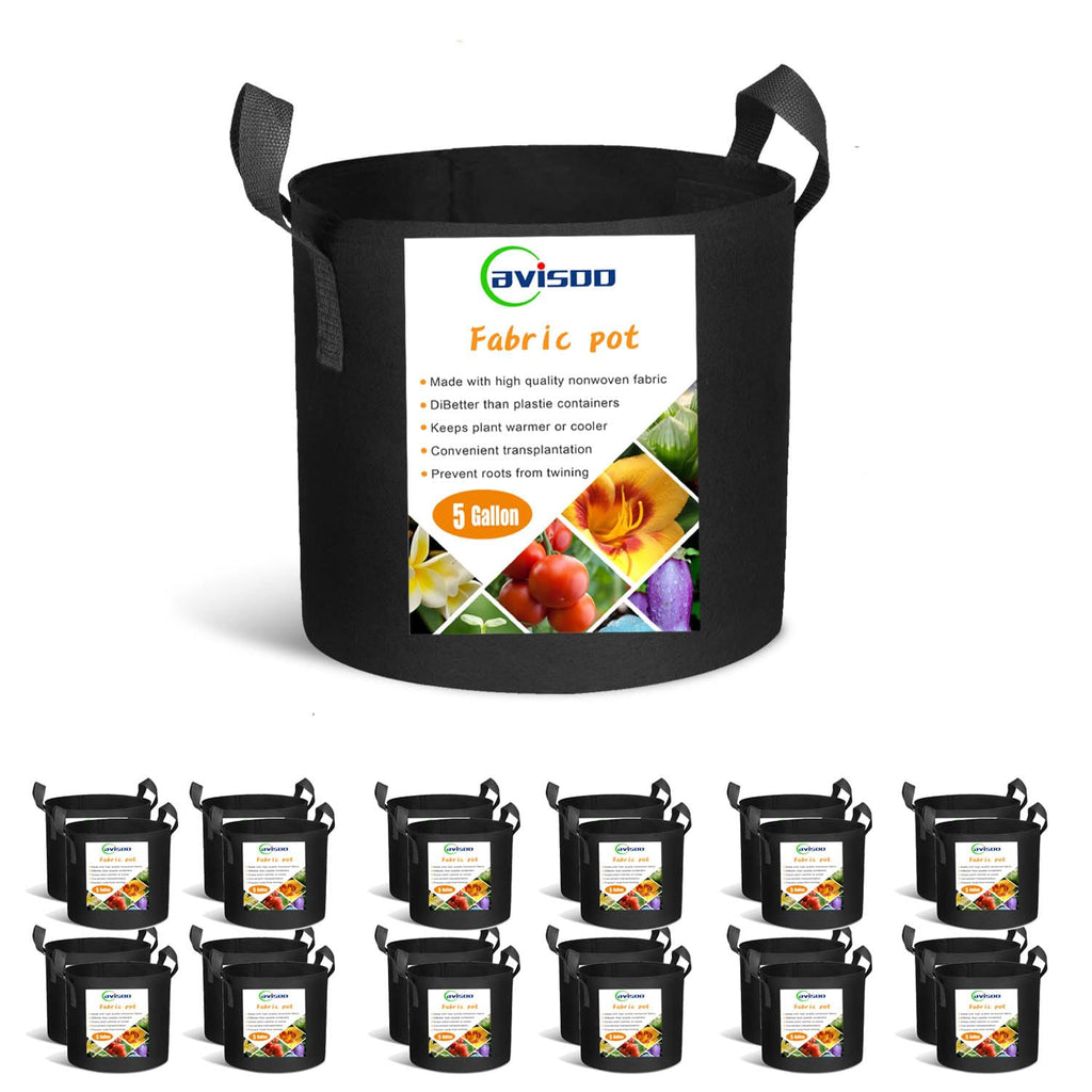 Cavisoo 24-Pack 3 Gallon Grow Bags, Heavy Duty Thickened Non-Woven Plant Fabric Pots with Reinforced Handles