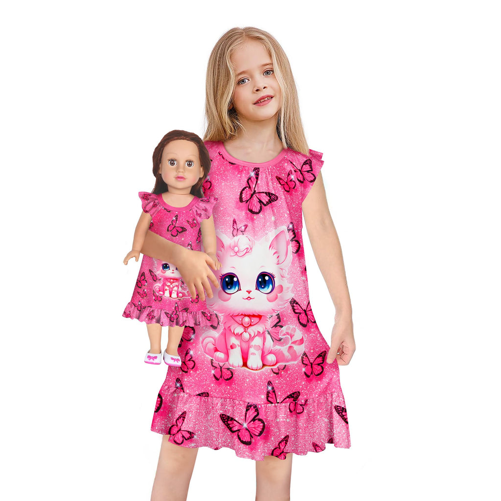 LQSZ Doll and Girl Matching Nightgown Outfit Pajamas Nightie Nightgown for Girls and Dolls Clothes