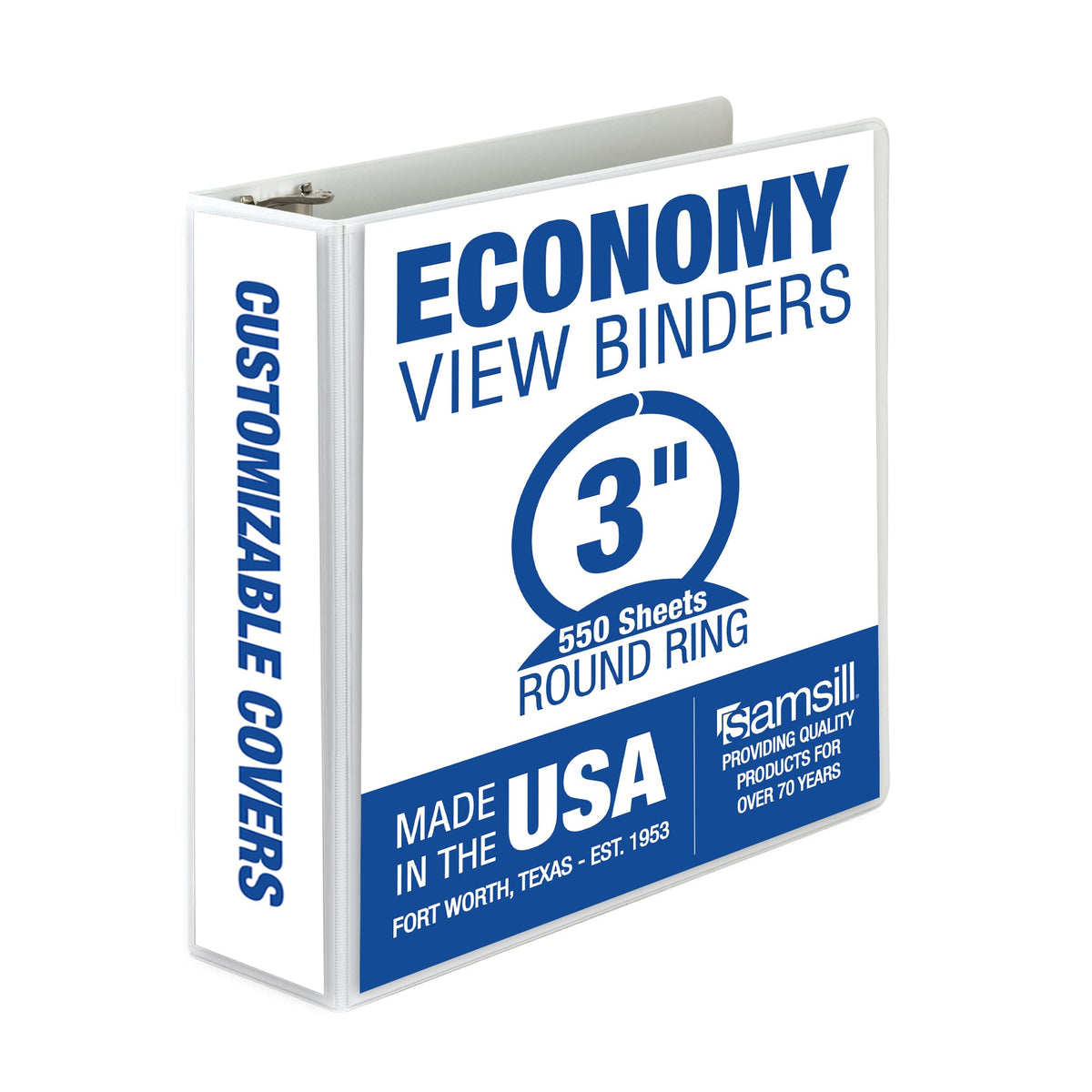Samsill 1 Inch 3 Ring Binders, Economy Round Ring, Clear View Cover, 200 Sheet Capacity - for School, Home, Office - Blue, 4 Pack