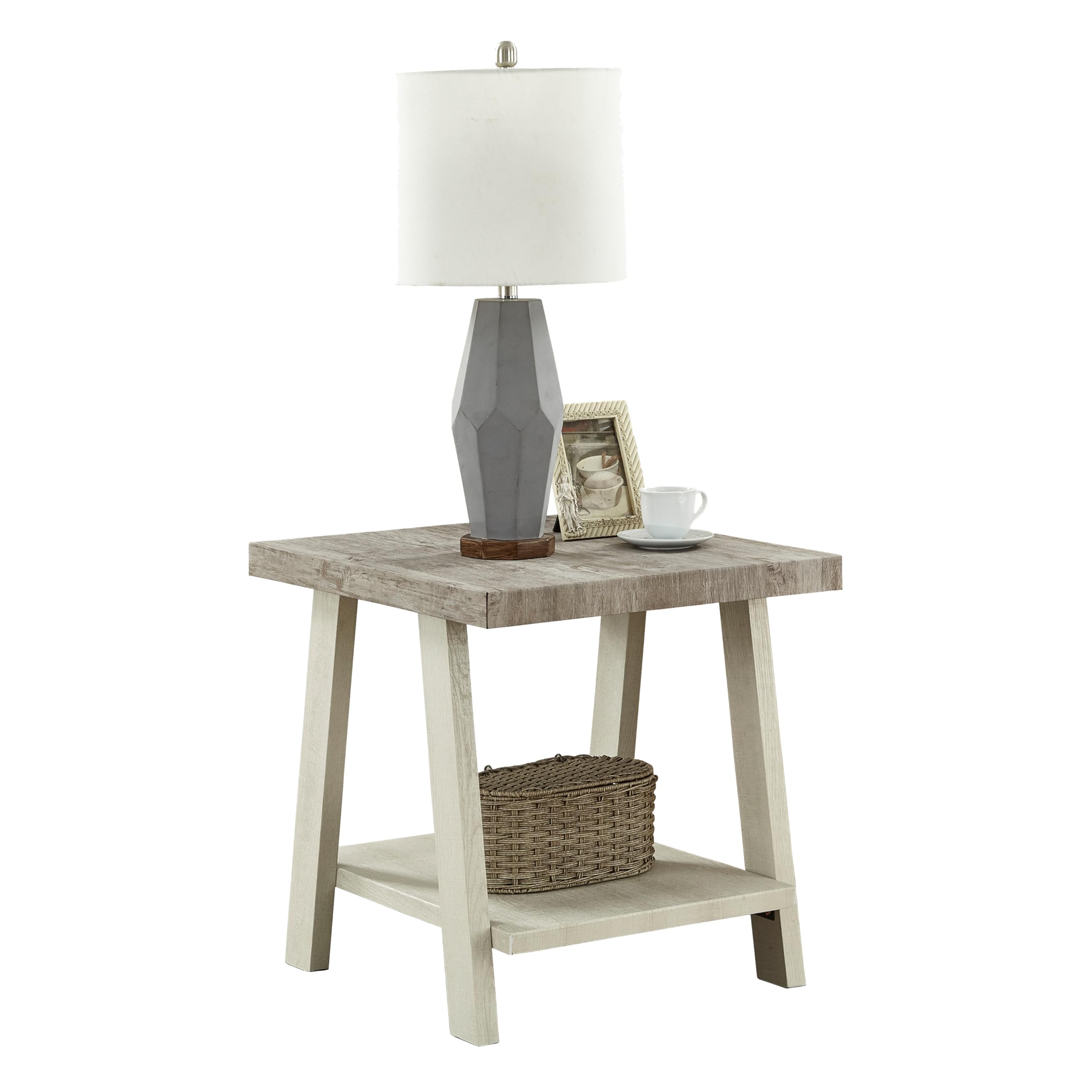 Roundhill Furniture Athens Contemporary Replicated Wood Shelf End Table in Black Finish