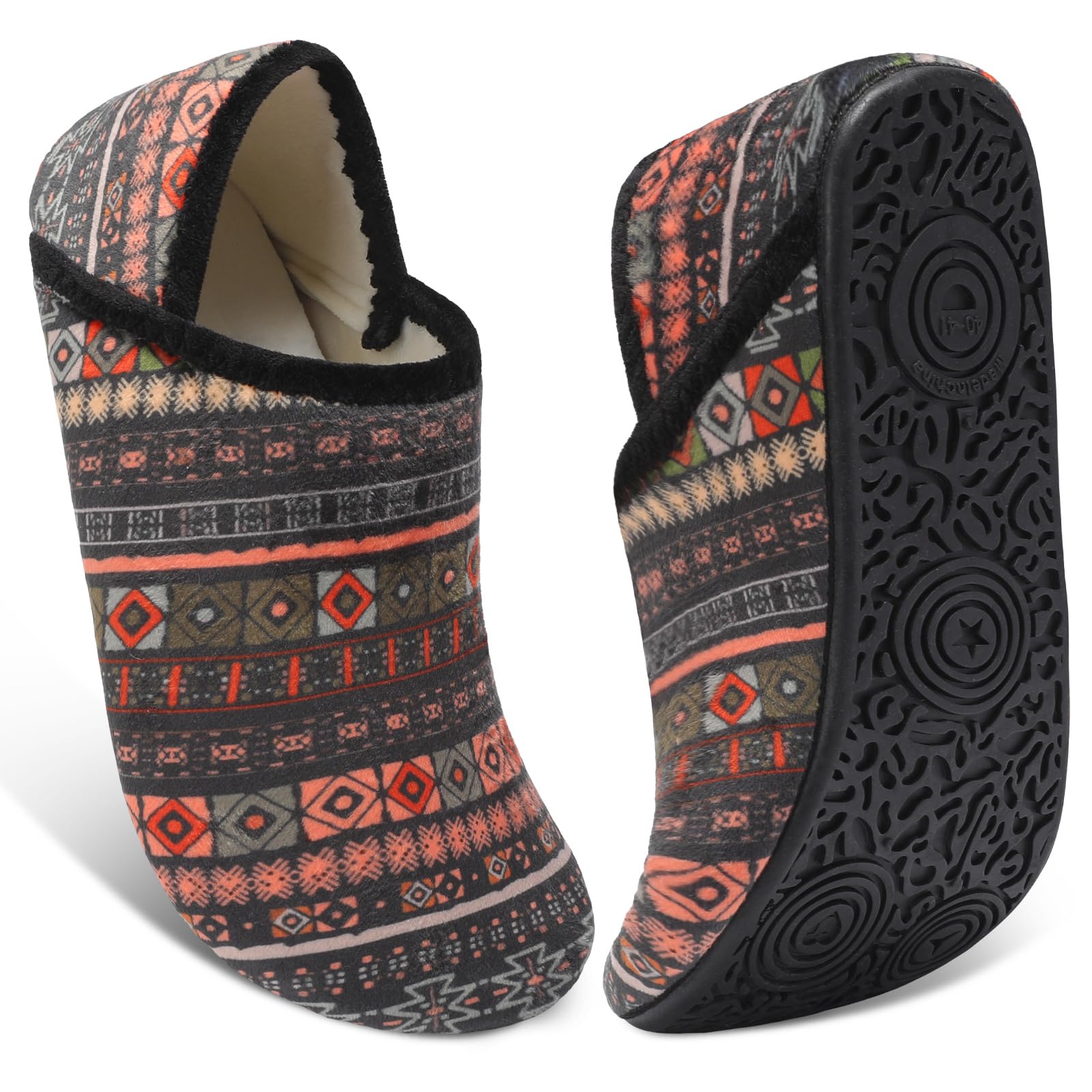 XIHALOOK House Slippers for Women Men Cozy Sock Shoes with Soft Rubber Sole Slip On for Indoor/Outdoor