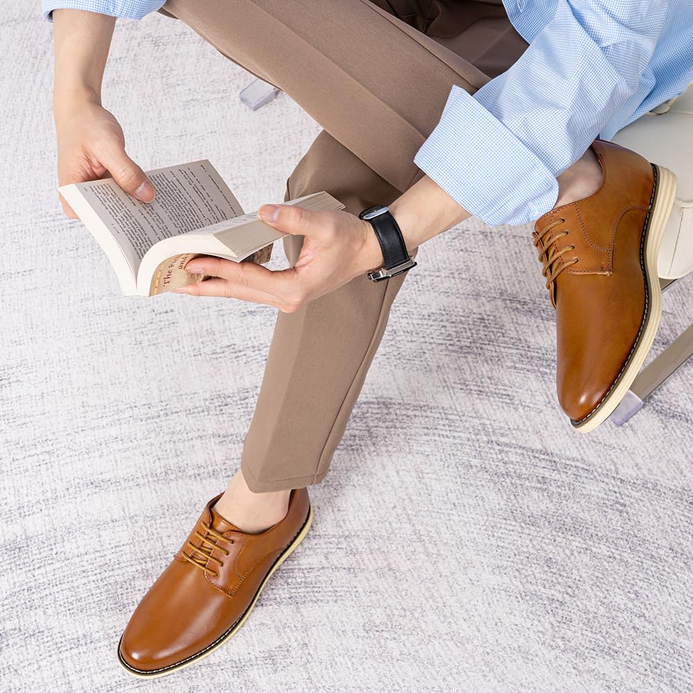 Vostey Mens Casual Dress Shoes Wingtip Plain Business Dress Shoes for Men