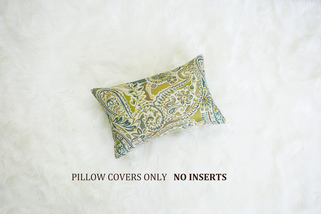 Mika Home Pack of 2 Decorative Pillow Covers Throw Pillow Cases,Paisley Pattern,18X18 Inches,Blue Brown Cream Multicolor